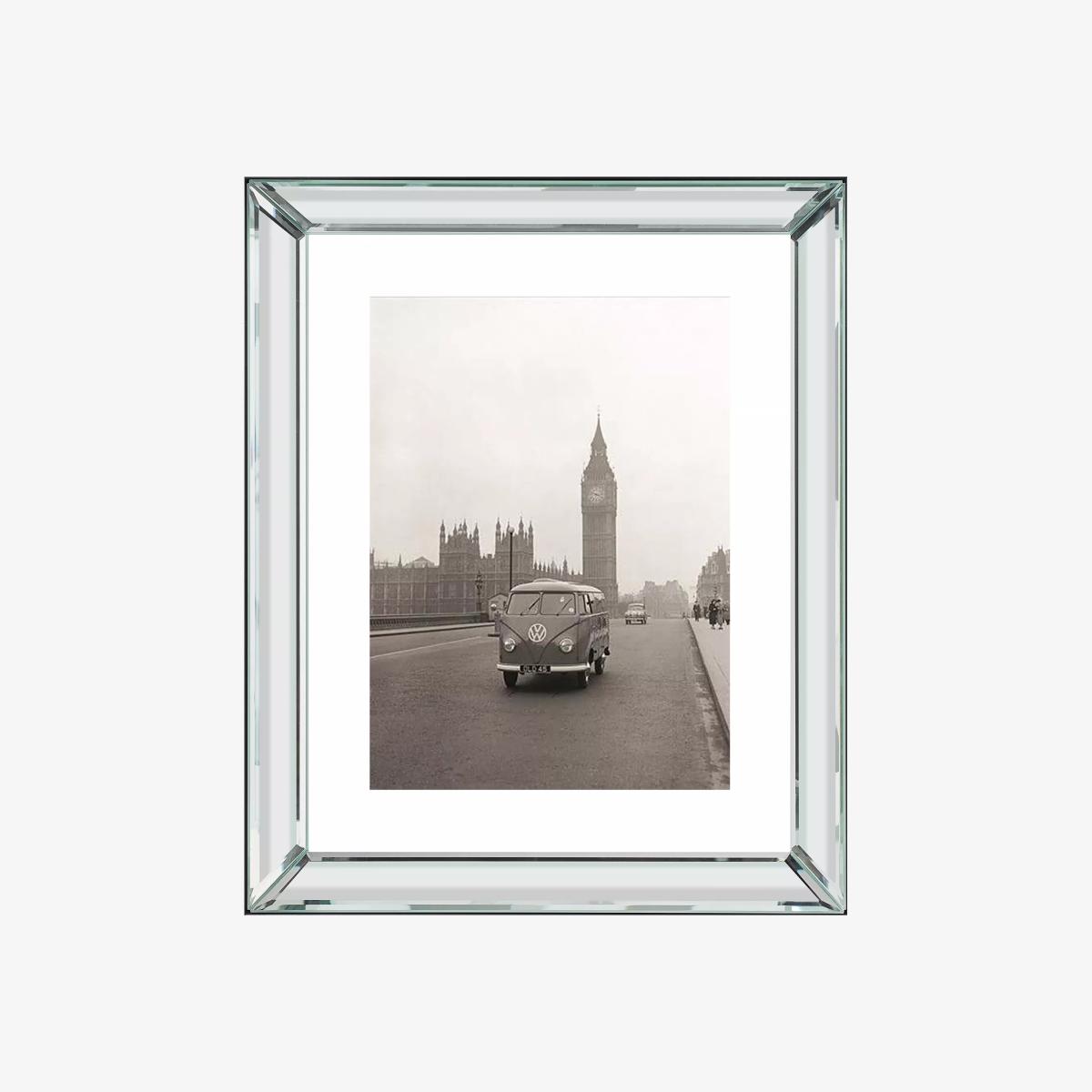 Brookpace Lascelles 'VW Campervan, Big Ben, London' Framed Print, 60 x 50cm, Black/White – image 1
