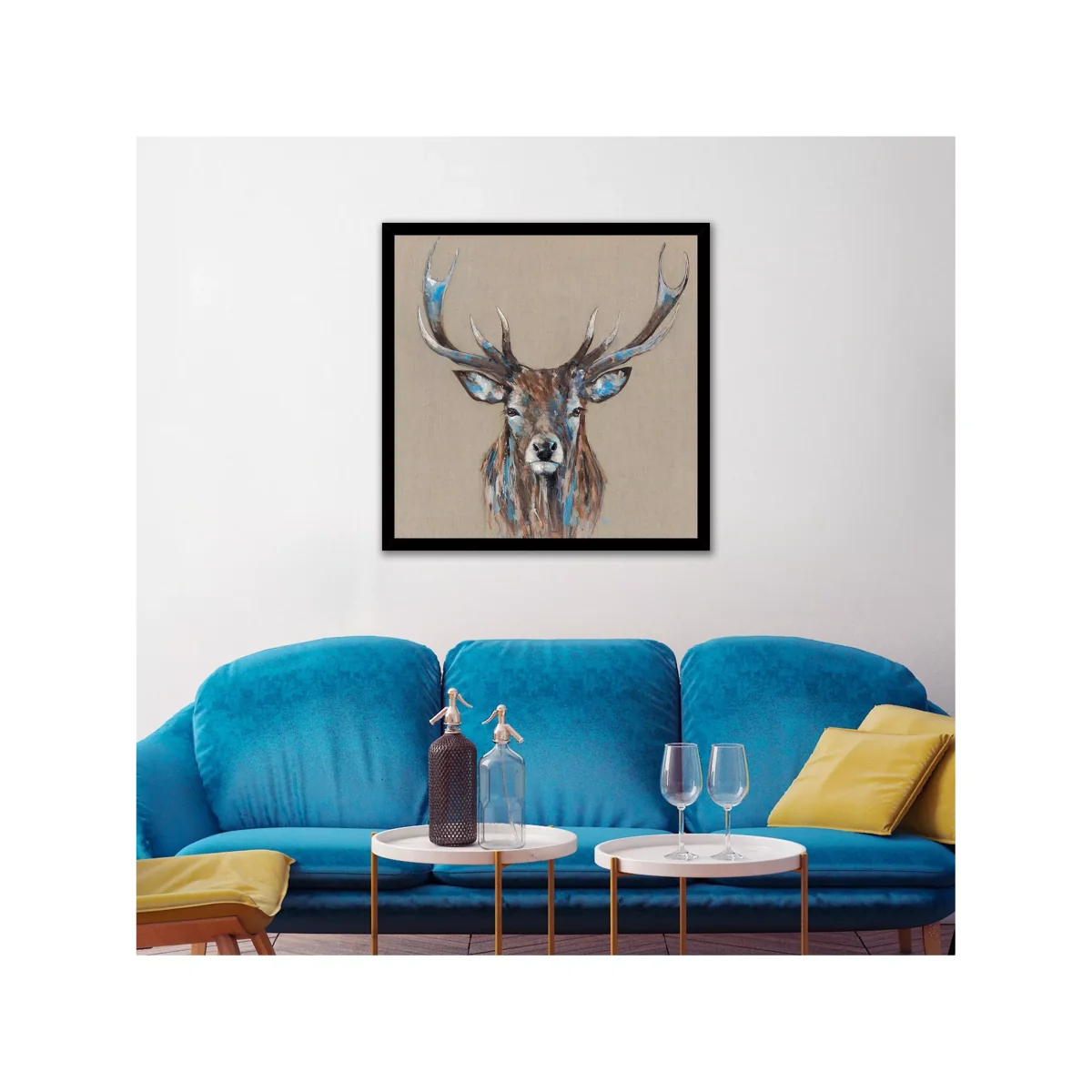 Louise Luton - Hearty Stag Framed Print, 74.5 x 74.5cm, Natural – image 2
