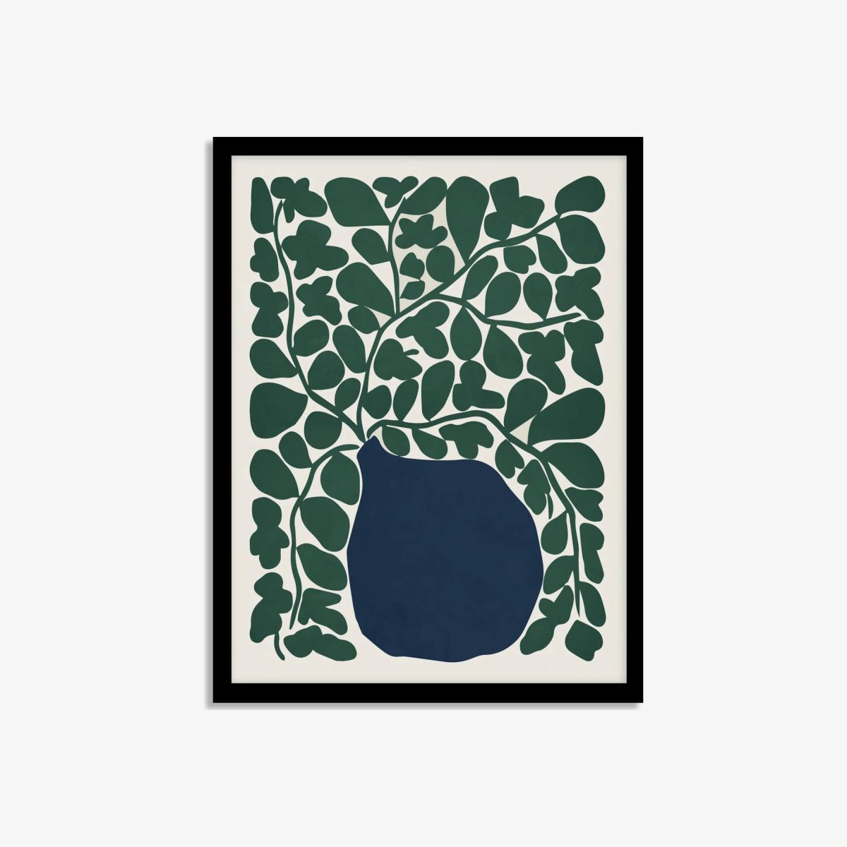 John Lewis ANYDAY 'Leaves in Vase' Framed Print, 42 x 32cm, Green – image 1