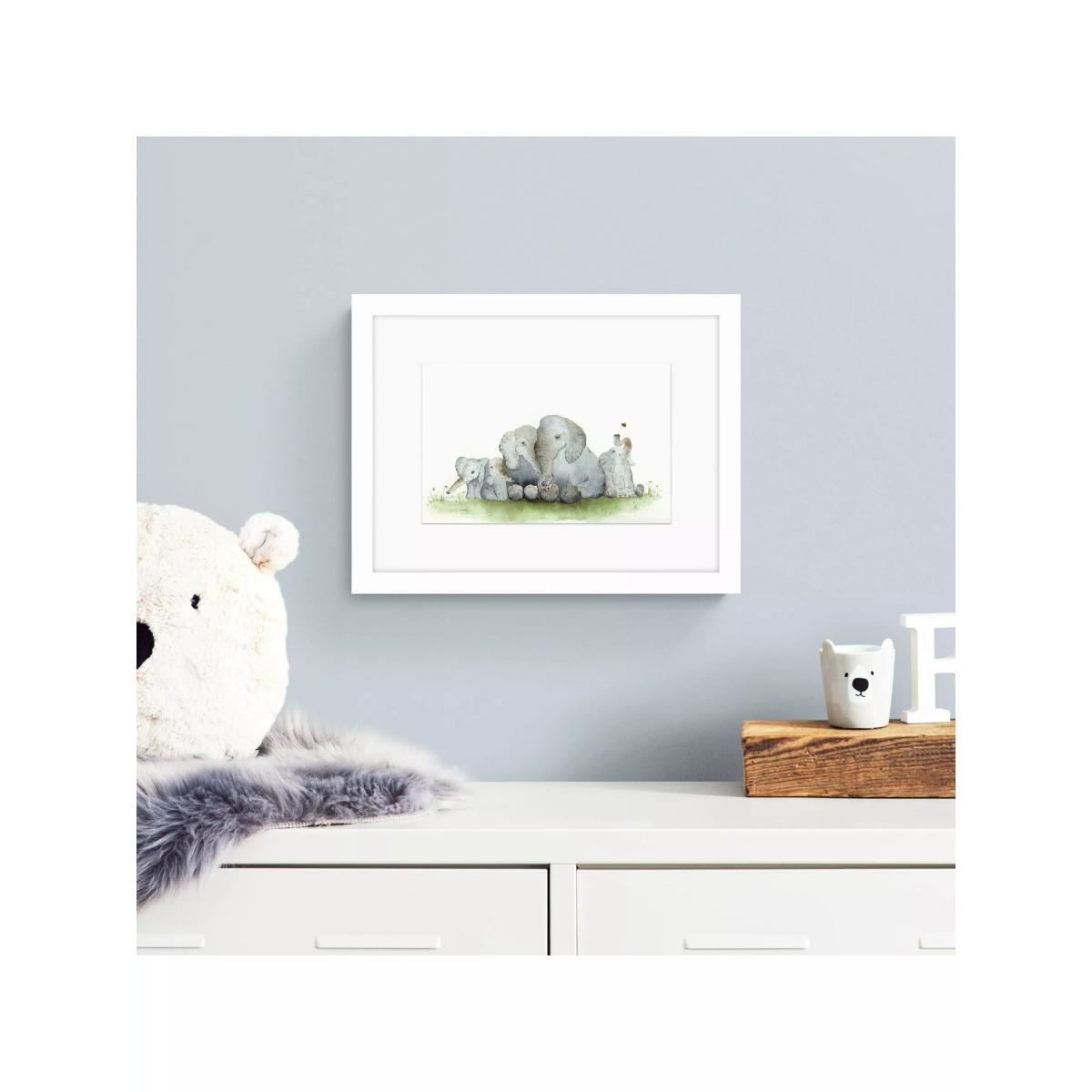 John Lewis Sarah Reilly 'Elephant Family' Framed Print & Mount, 33.5 x 43.5cm, White – image 2