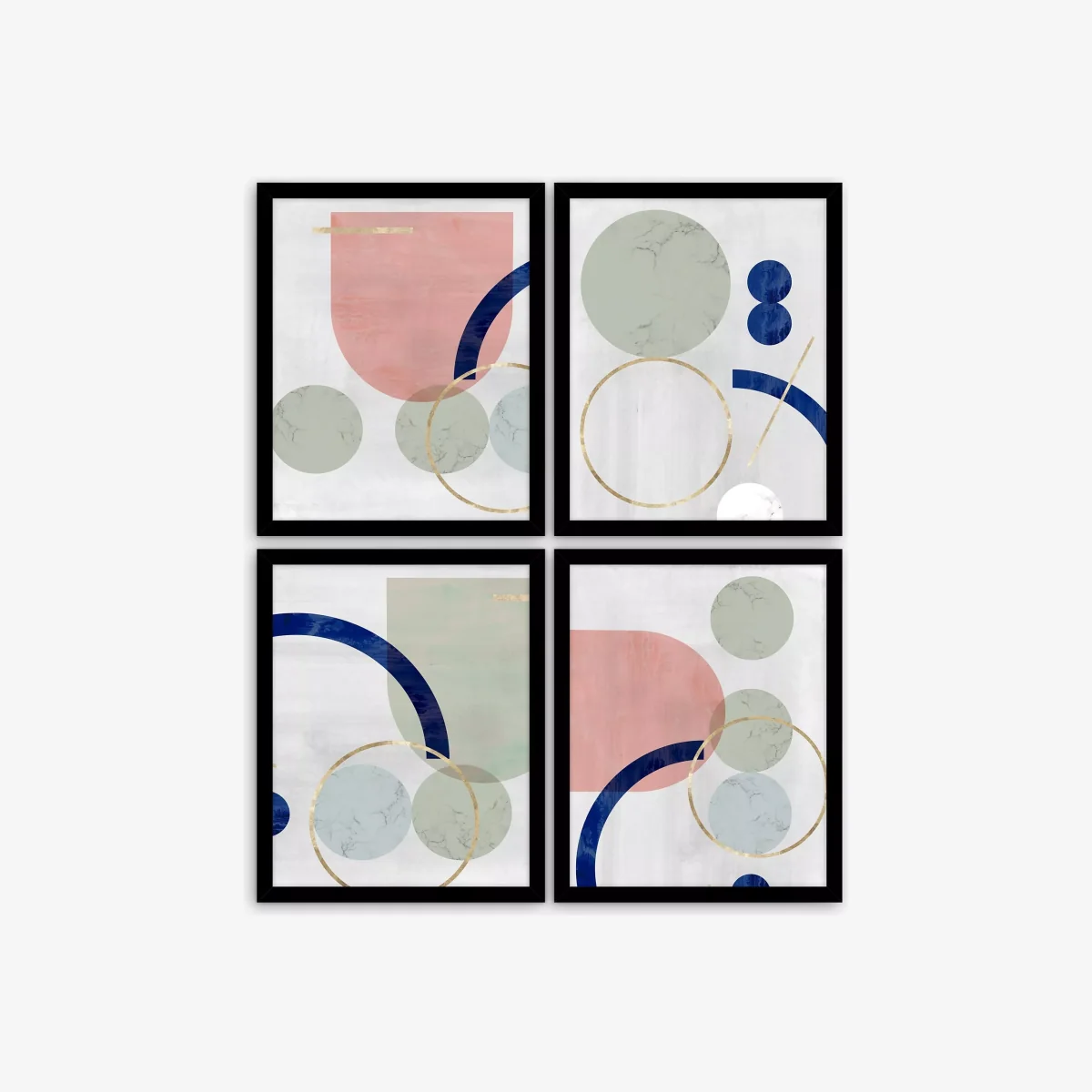 Joy & Philosophy - Abstract Framed Prints, Set of 4, 52 x 42cm, Multi