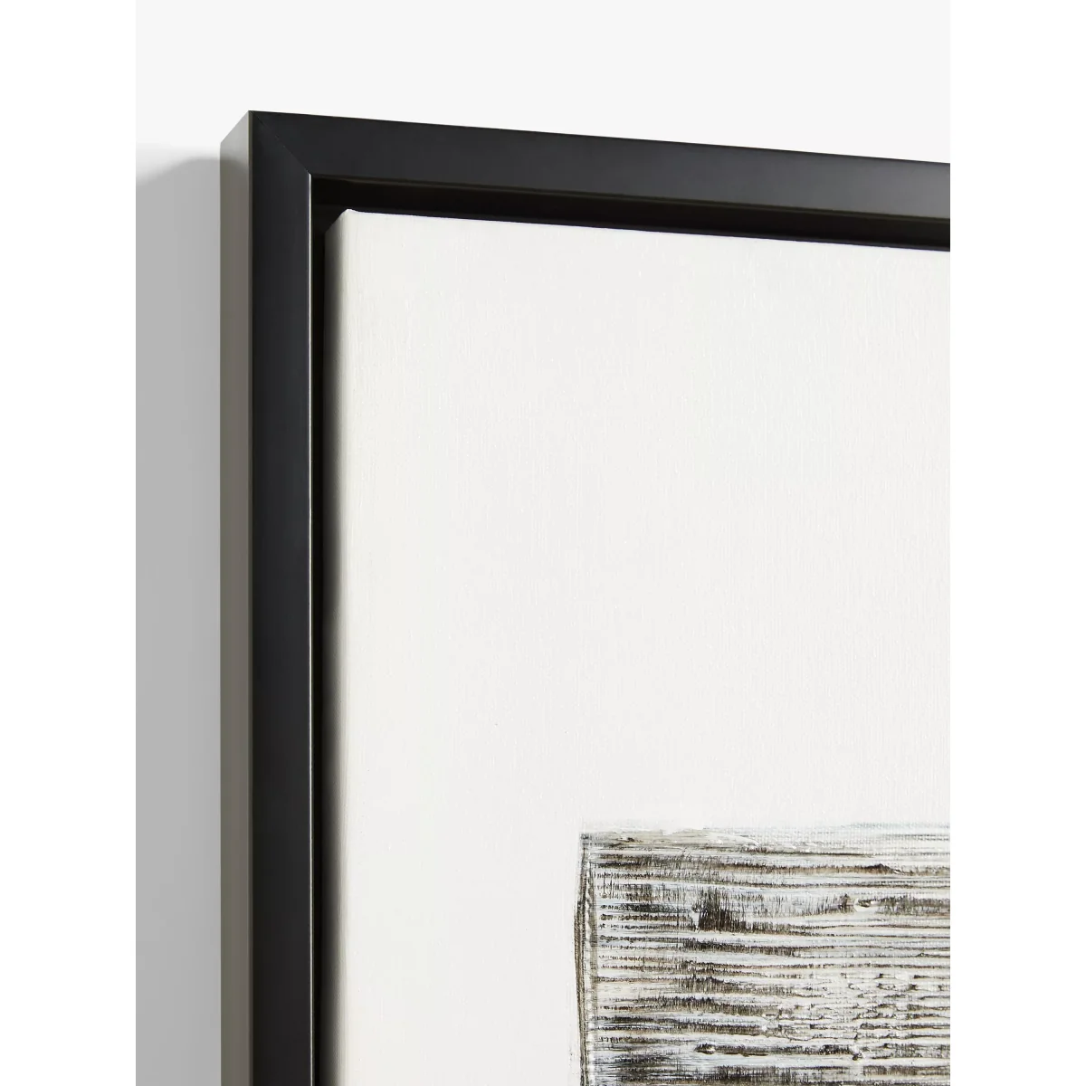 Blackout - Hand-Painted Textured Monochrome Abstract Framed Canvas, 90 x 100cm, Black/White – image 2