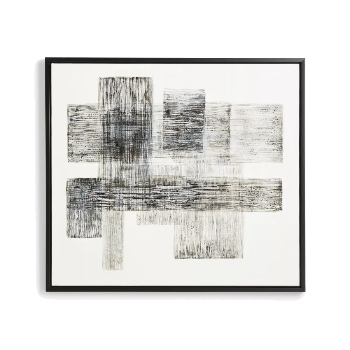 Blackout - Hand-Painted Textured Monochrome Abstract Framed Canvas, 90 x 100cm, Black/White – image 1