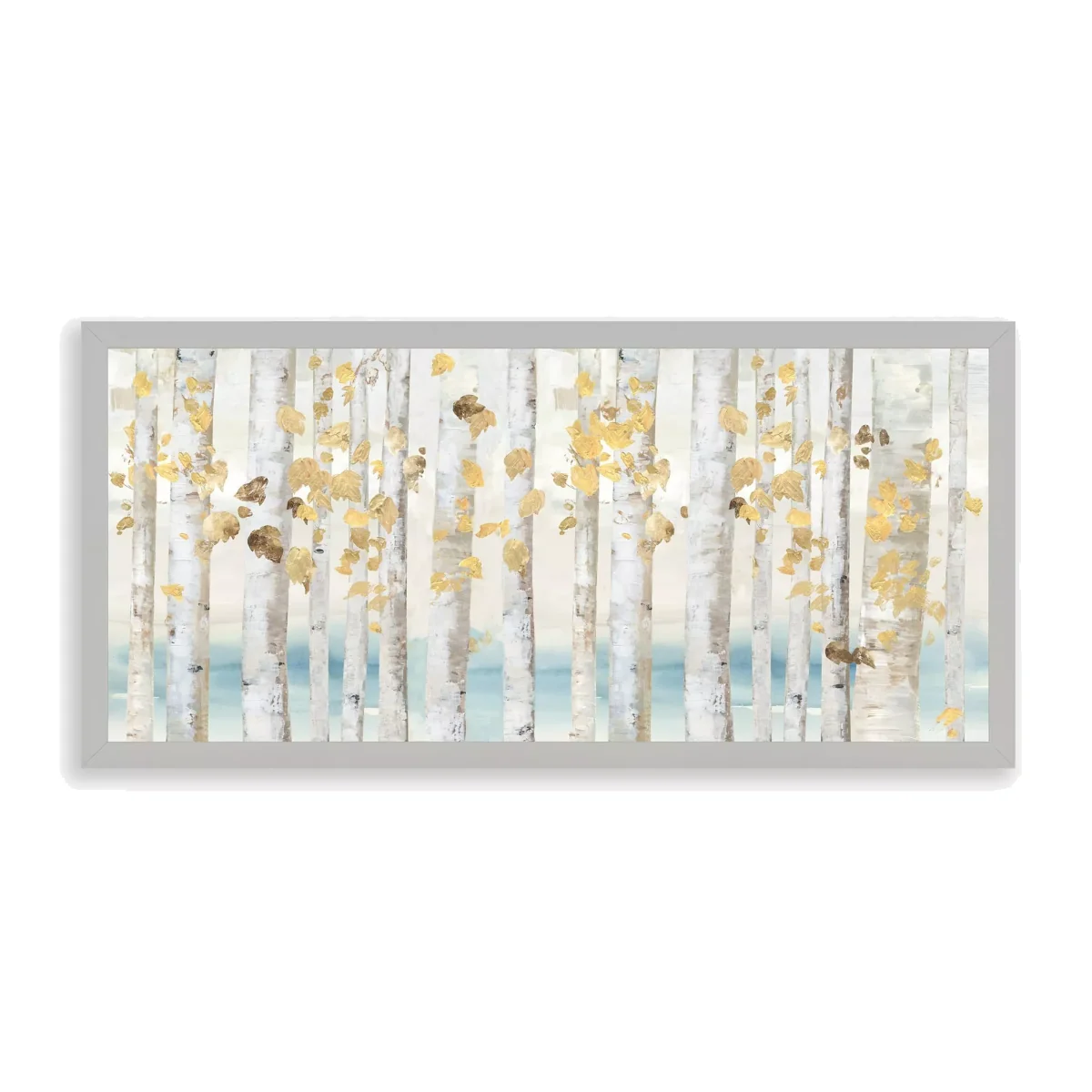 Allison Pearce - Autumn Leaves Framed Print, 49.5 x 104.5cm, Yellow/White
