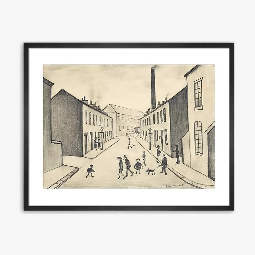 LS Lowry - 'North James Henry Street, Salford' Framed Print & Mount, 42 x 52cm, Grey