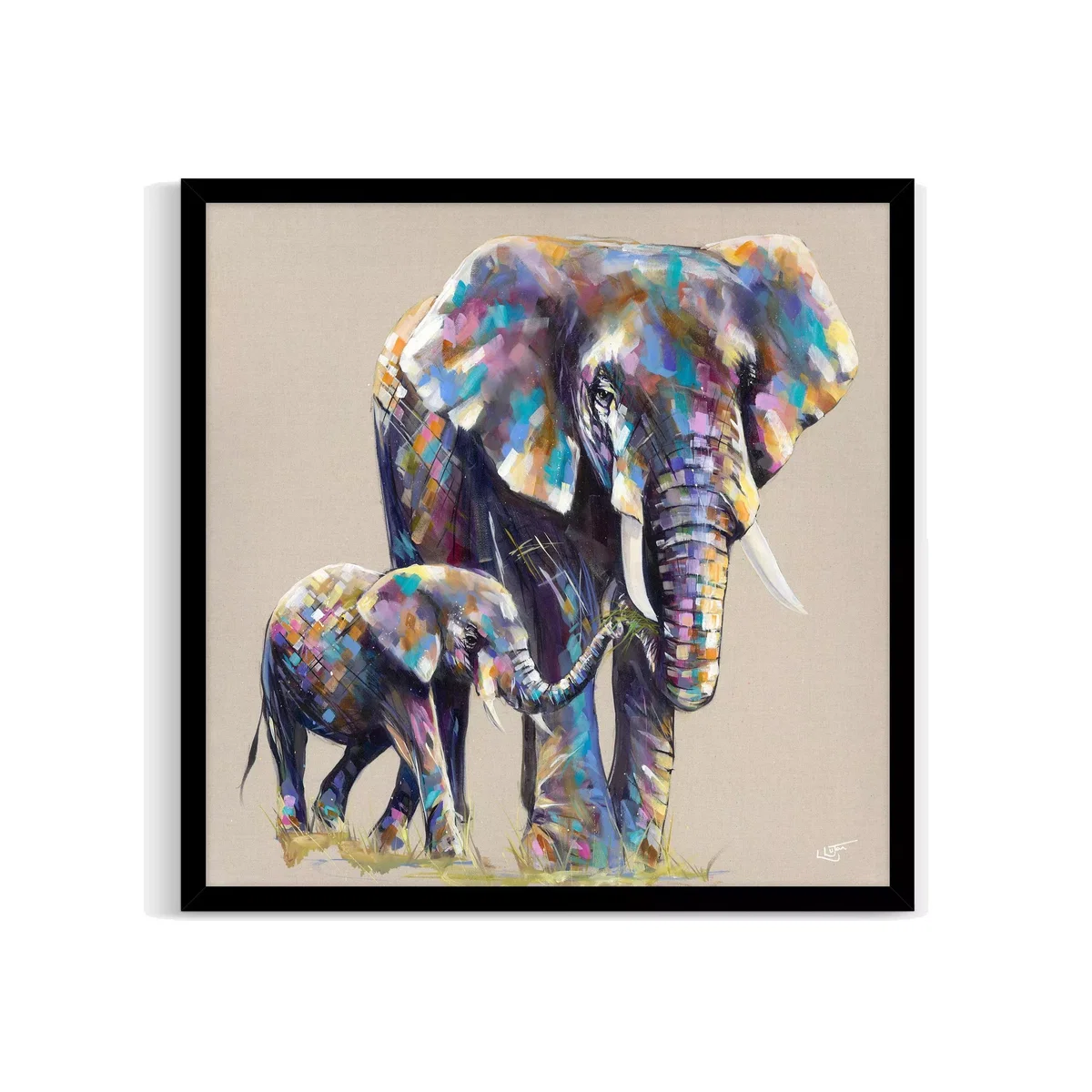 John Lewis Louise Luton 'Mama & Baby' Framed Print, 84.5 x 84.5cm, Multi – image 1