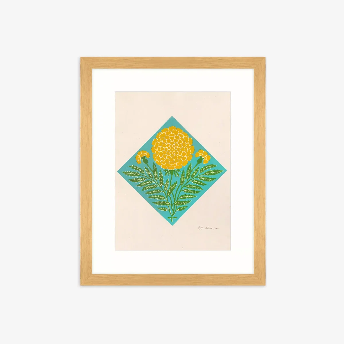 Ellen Merchant - 'Marigold' Framed Print & Mount, 53 x 43cm, Cyan/Multi – image 1