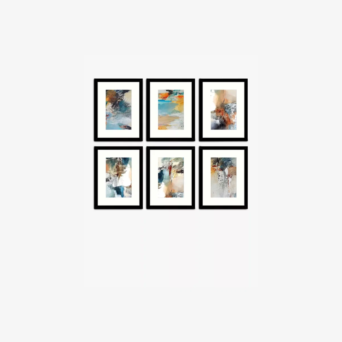 Natasha Barnes - Painterly Abstract Framed Print & Mount, Set of 6, 43.5 x 33.5cm, Multi – image 1