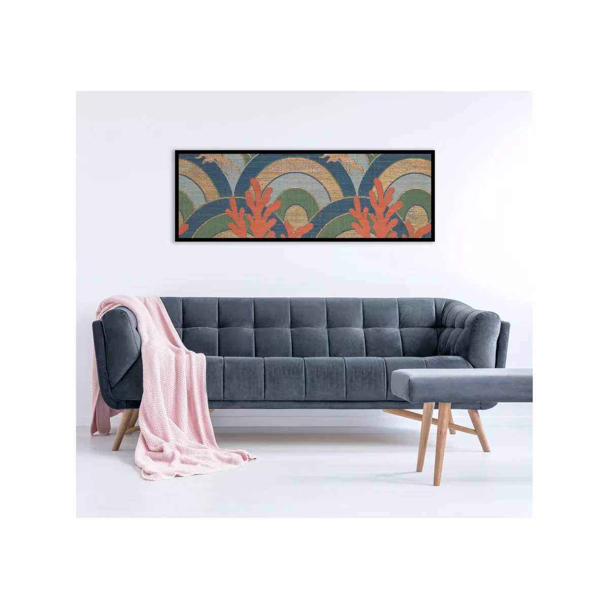 British Library - 'Textile Archive I' Framed Print, 43.5 x 123.5cm, Orange/Multi – image 2