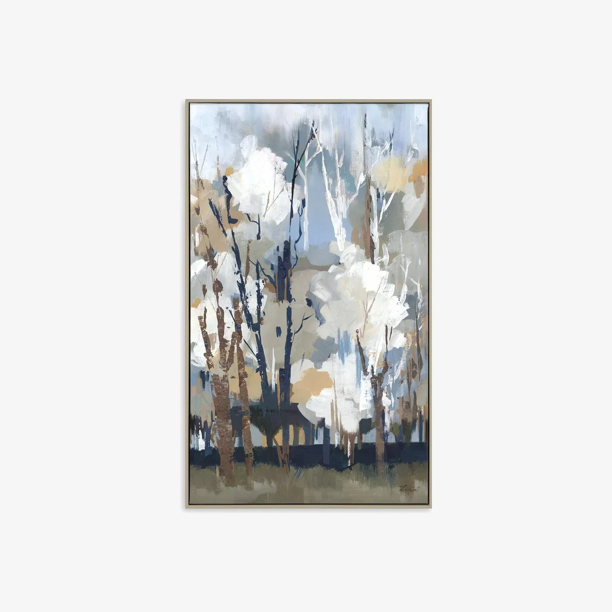 John Lewis A Lera 'Silversong Birch' Framed Canvas Print, 67 x 40cm, Blue/Multi – image 1
