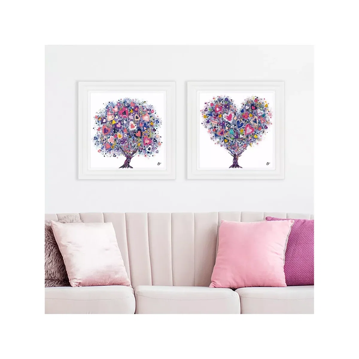 Sara Otter - 'Heart Tree' Framed Prints, Set of 2, 61 x 61cm, Purple/Multi – image 2