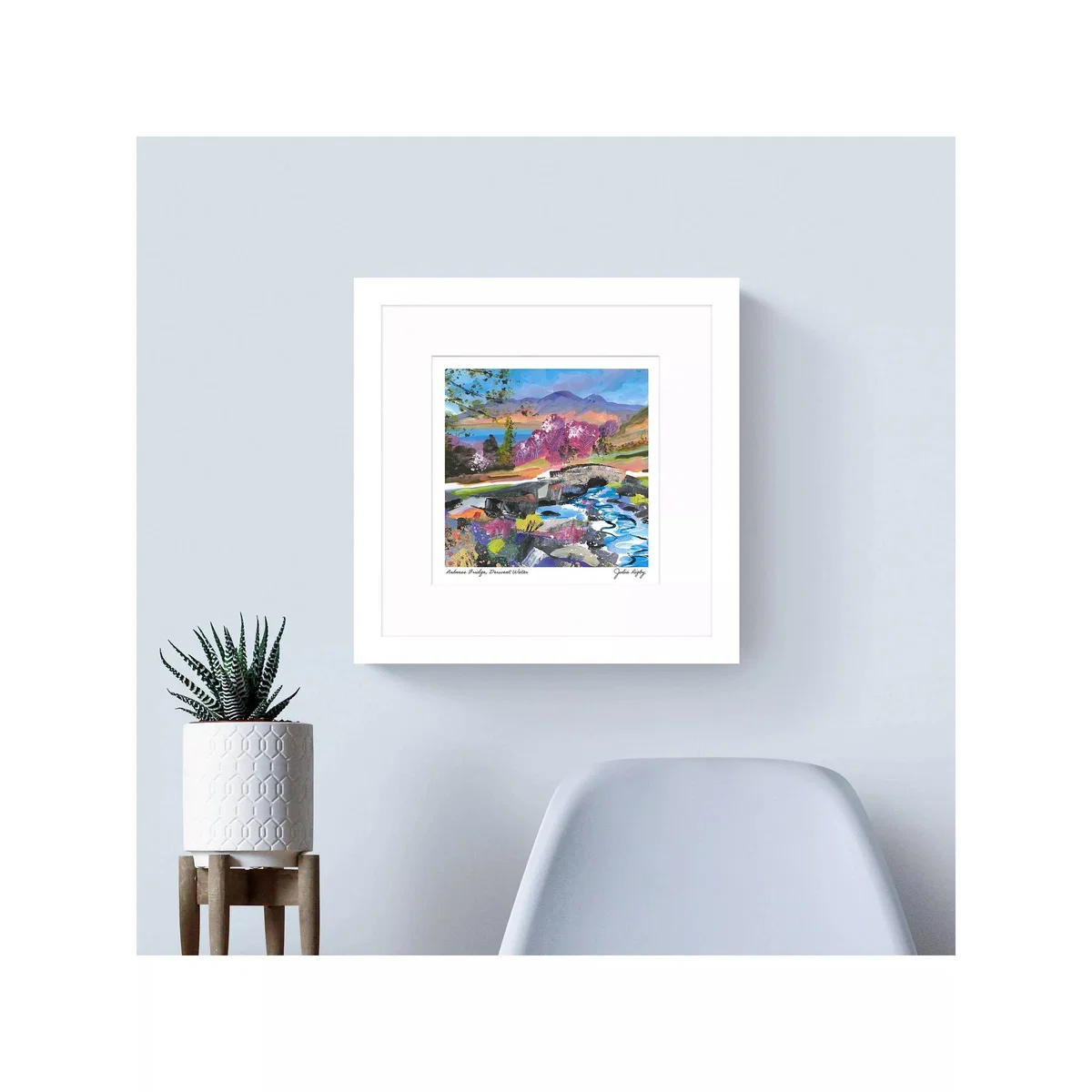 John Lewis Julia Rigby 'Ashness Bridge, Derwent Water' Framed Print & Mount, 33.5 x 33.5cm, Blue/Multi – image 2
