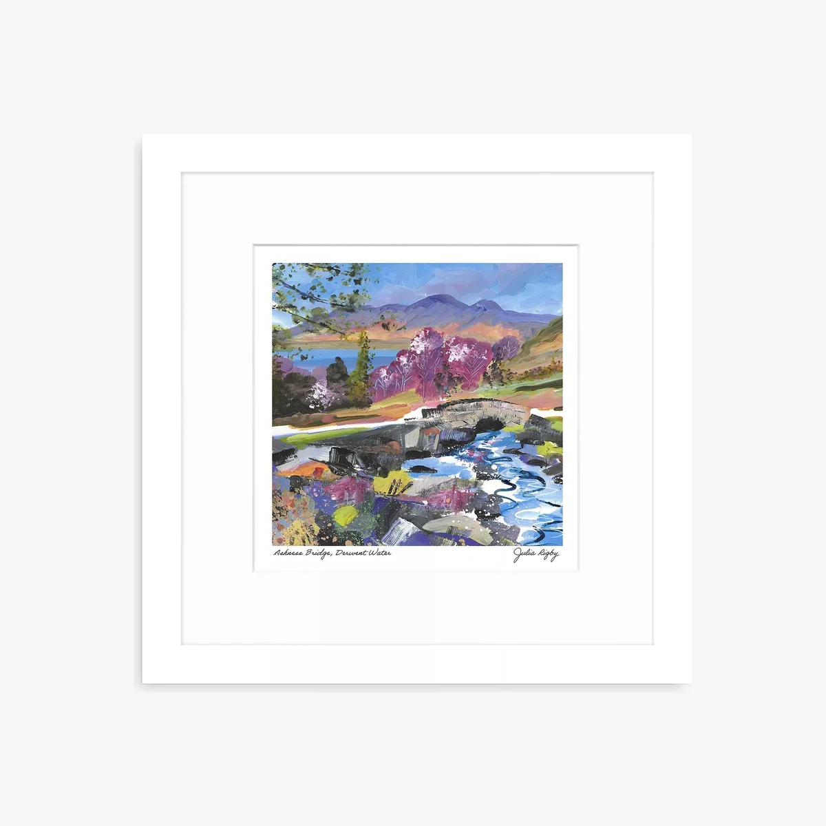 John Lewis Julia Rigby 'Ashness Bridge, Derwent Water' Framed Print & Mount, 33.5 x 33.5cm, Blue/Multi – image 1
