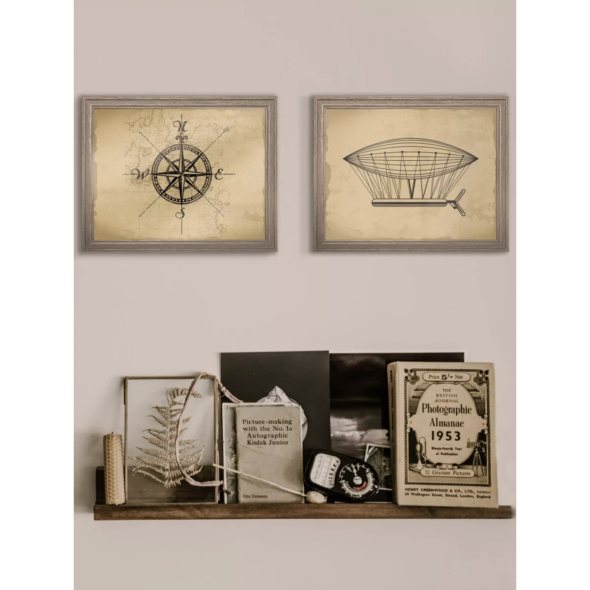 Map & Compass 'Travel II' Framed Print, 36 x 46cm, Brown – image 2