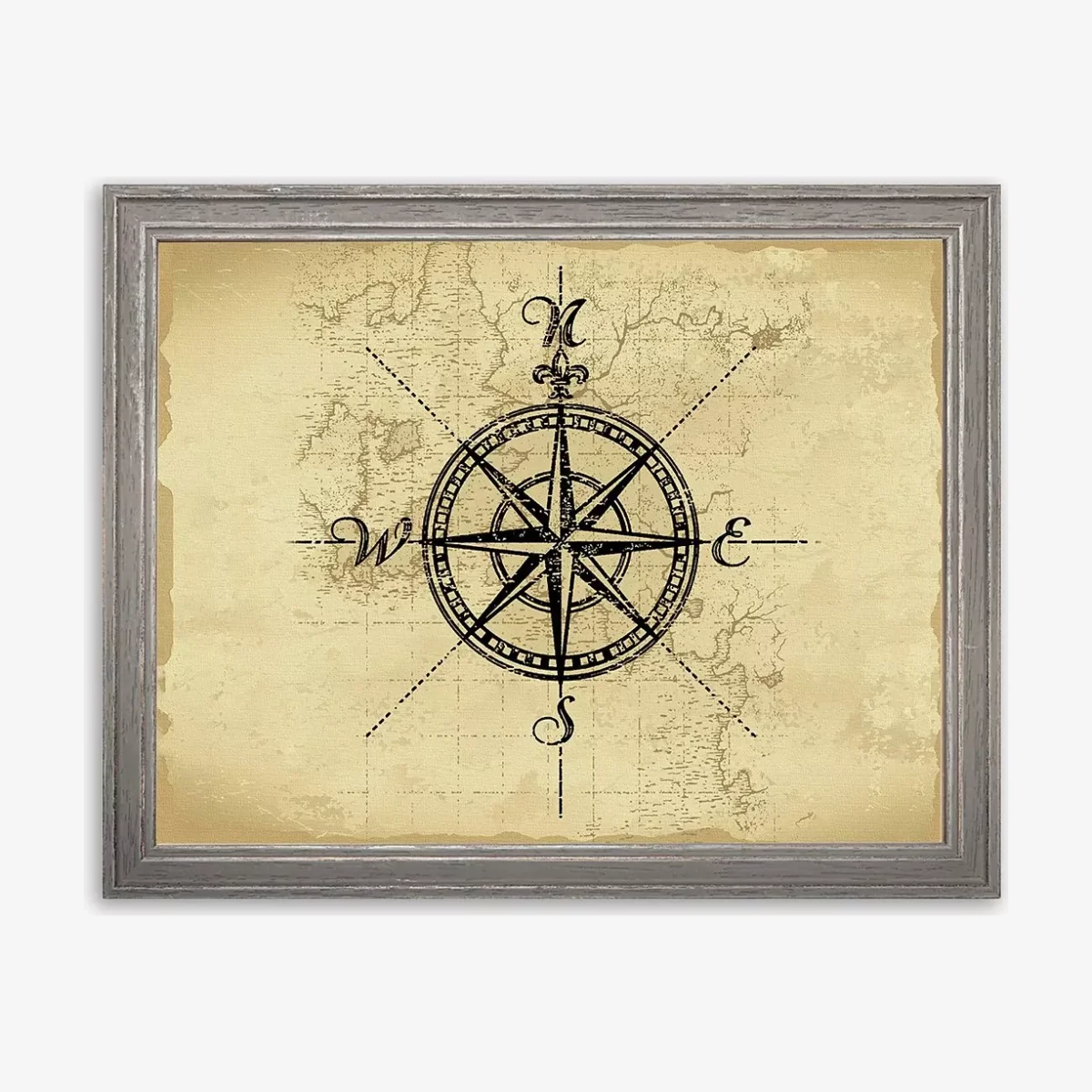 Map & Compass 'Travel II' Framed Print, 36 x 46cm, Brown – image 1