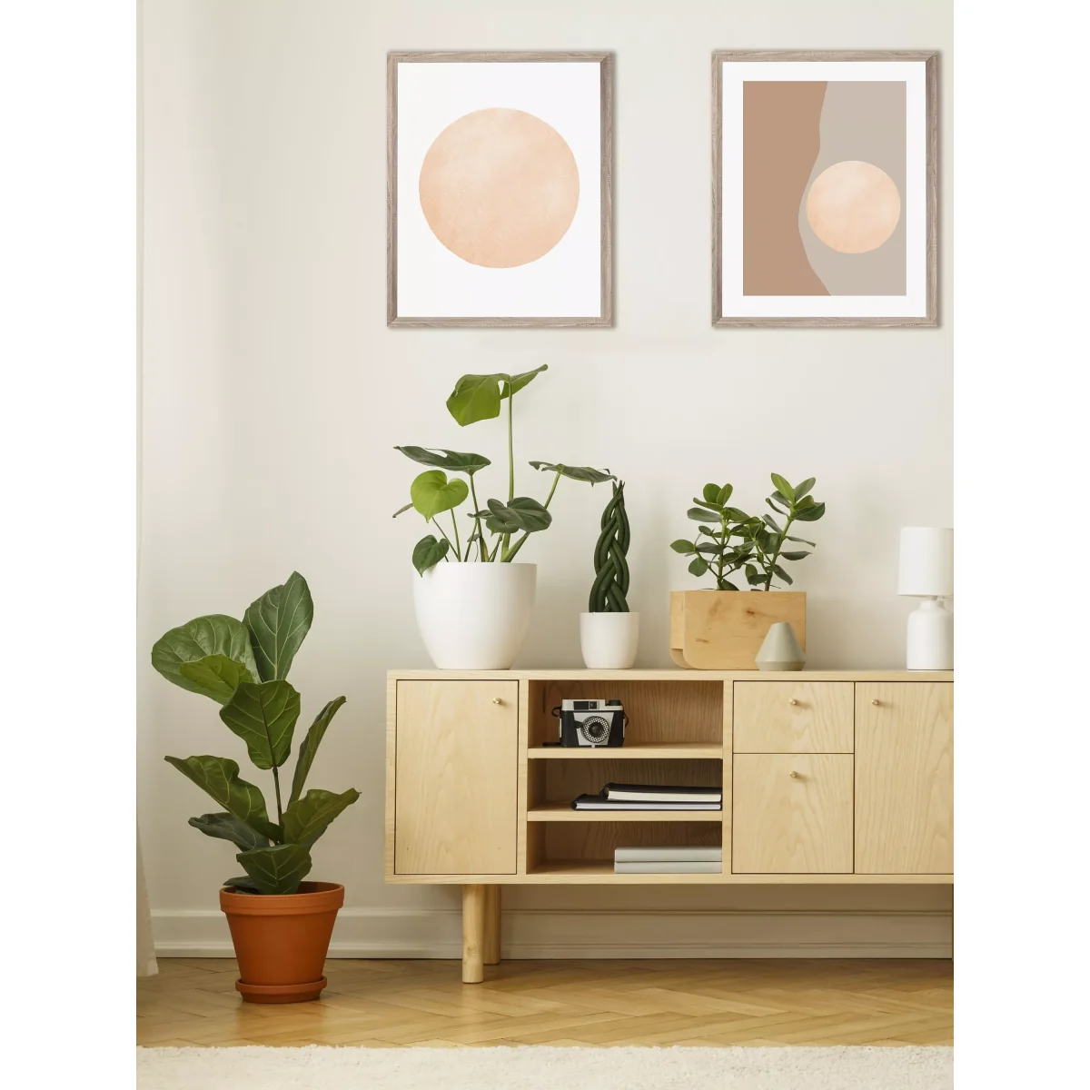 Circle Scandi Framed Print, 57 x 47cm, Brown – image 4
