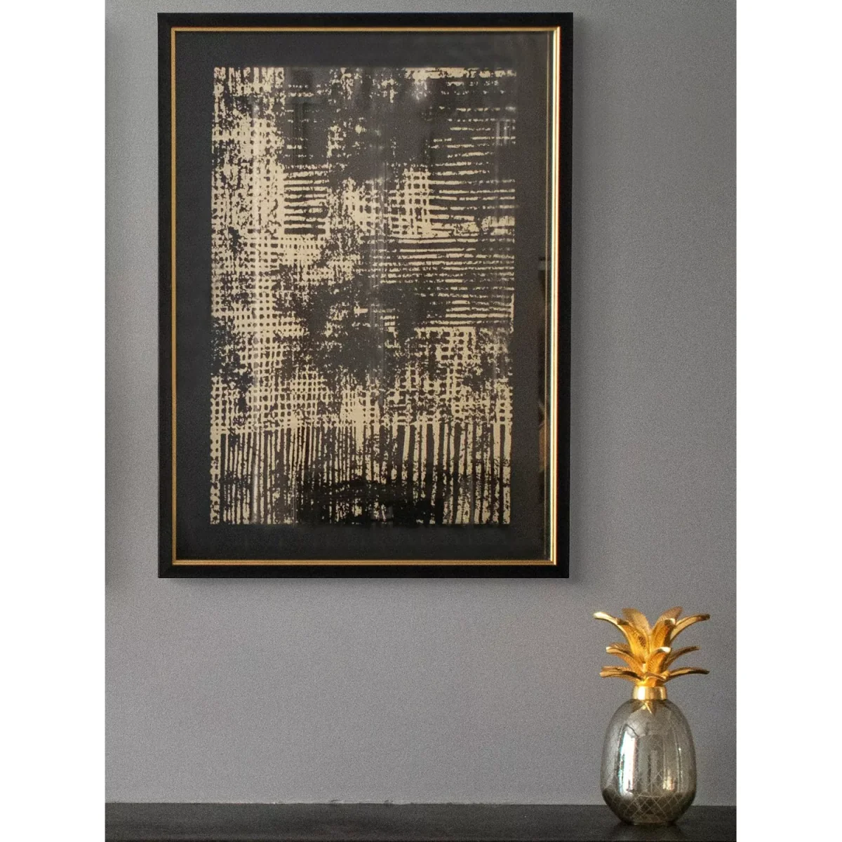 Pizarro I - Abstract Framed Print & Mount, 74 x 54cm, Black/Gold – image 2