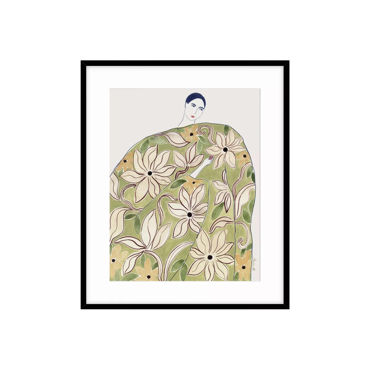 John Lewis La Poire 'Summer Coat' Framed Print & Mount, 62 x 52cm, Green/ – image 1