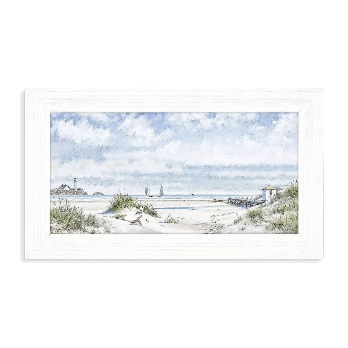 John Lewis Richard Macneil 'The Old Jetty' Framed Print, 27 x 47cm, Blue/Multi – image 1
