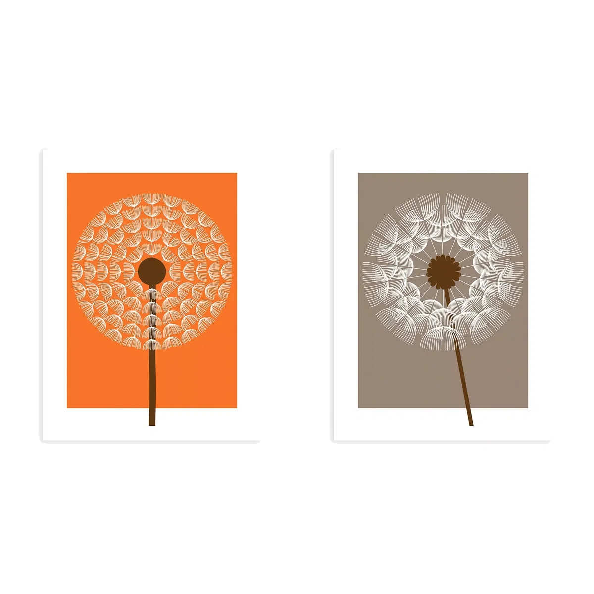 Simon C Page - Dandelion Clocks Unframed Prints, Set of 2, 40 x 30cm, Orange/Mushroom