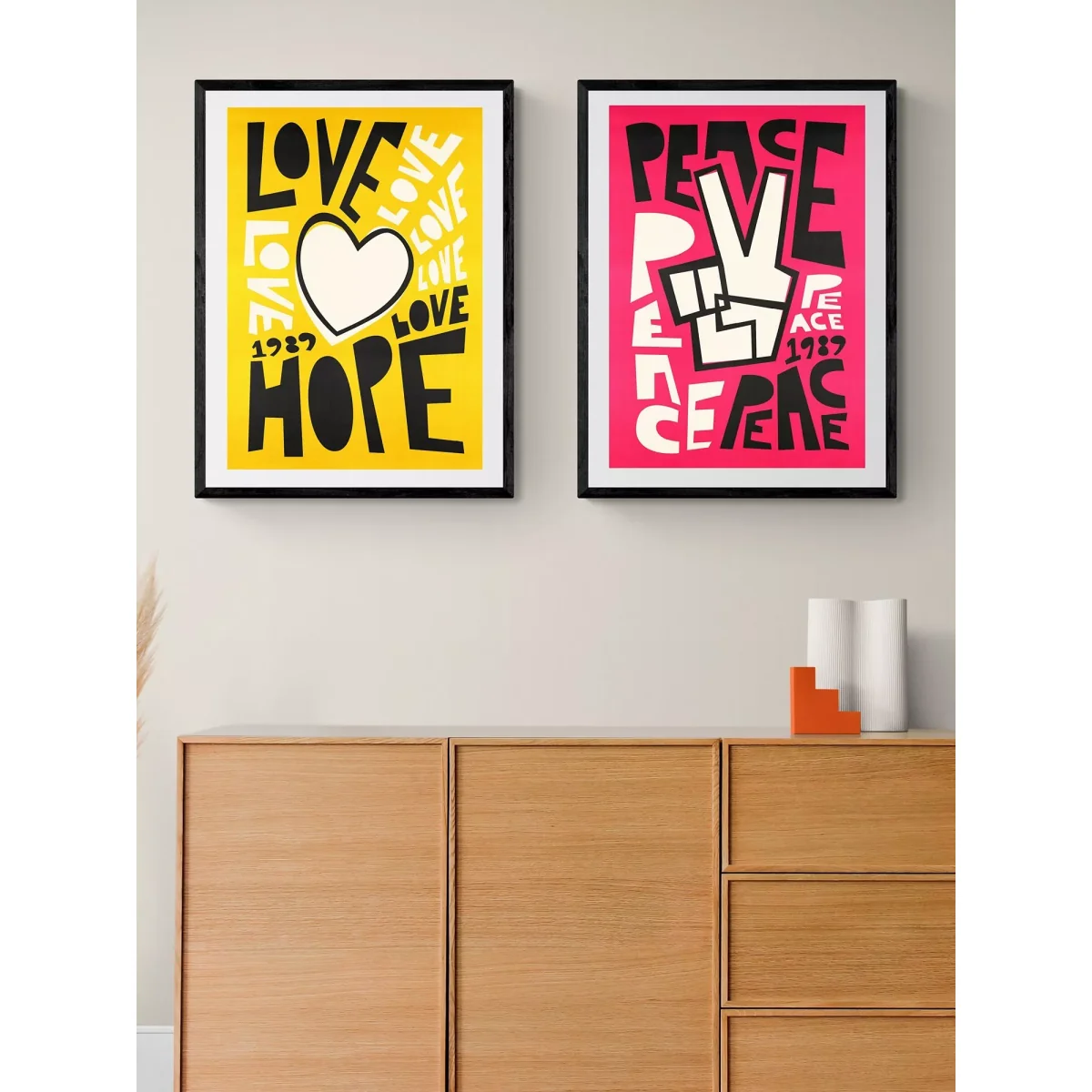 EAST END PRINTS Fox & Velvet 'Love' & 'Peace' Wood Framed Print, Set of 2 – image 2
