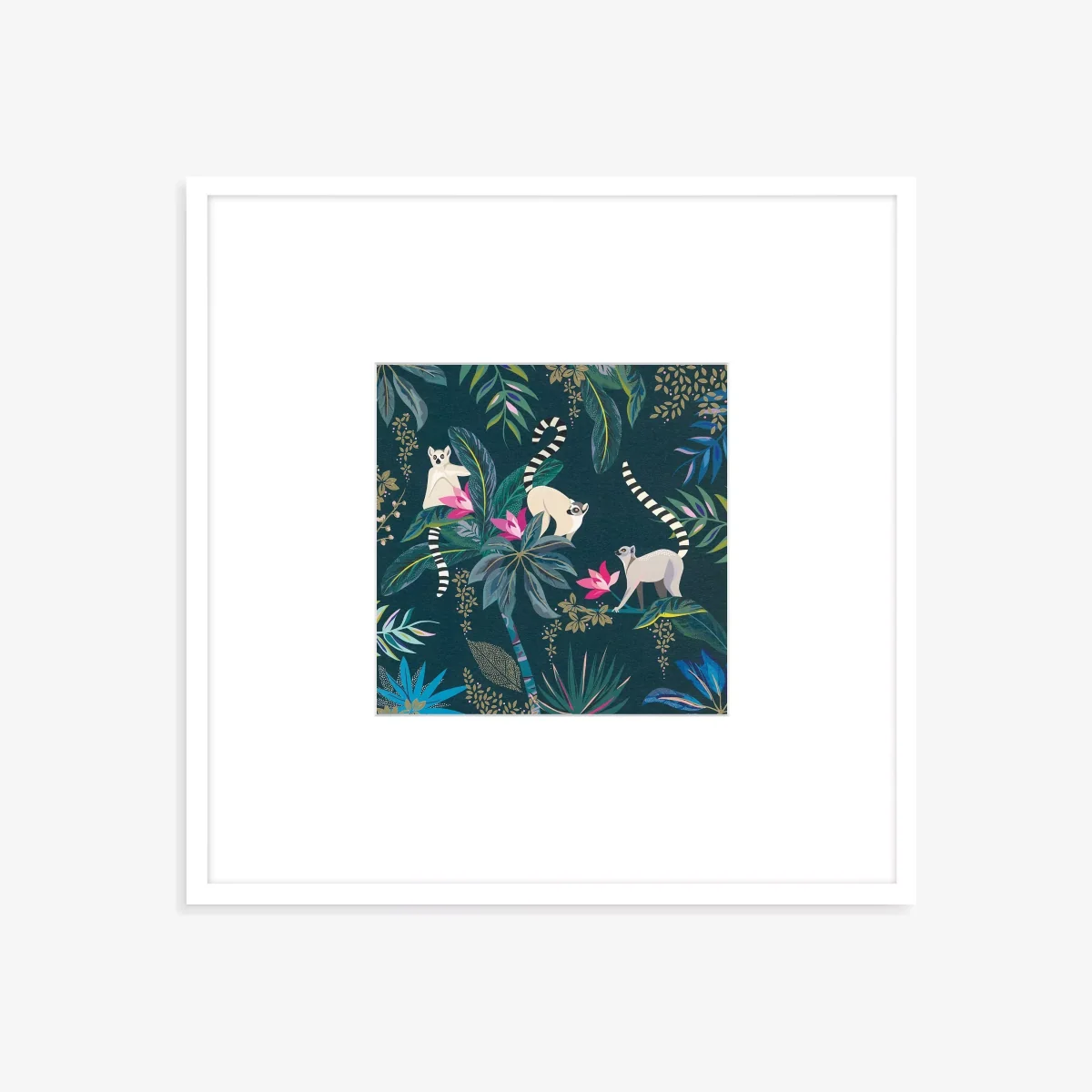 John Lewis Sara Miller 'Lemur' Framed Print & Mount, 52 x 52cm, Green/Multi – image 1