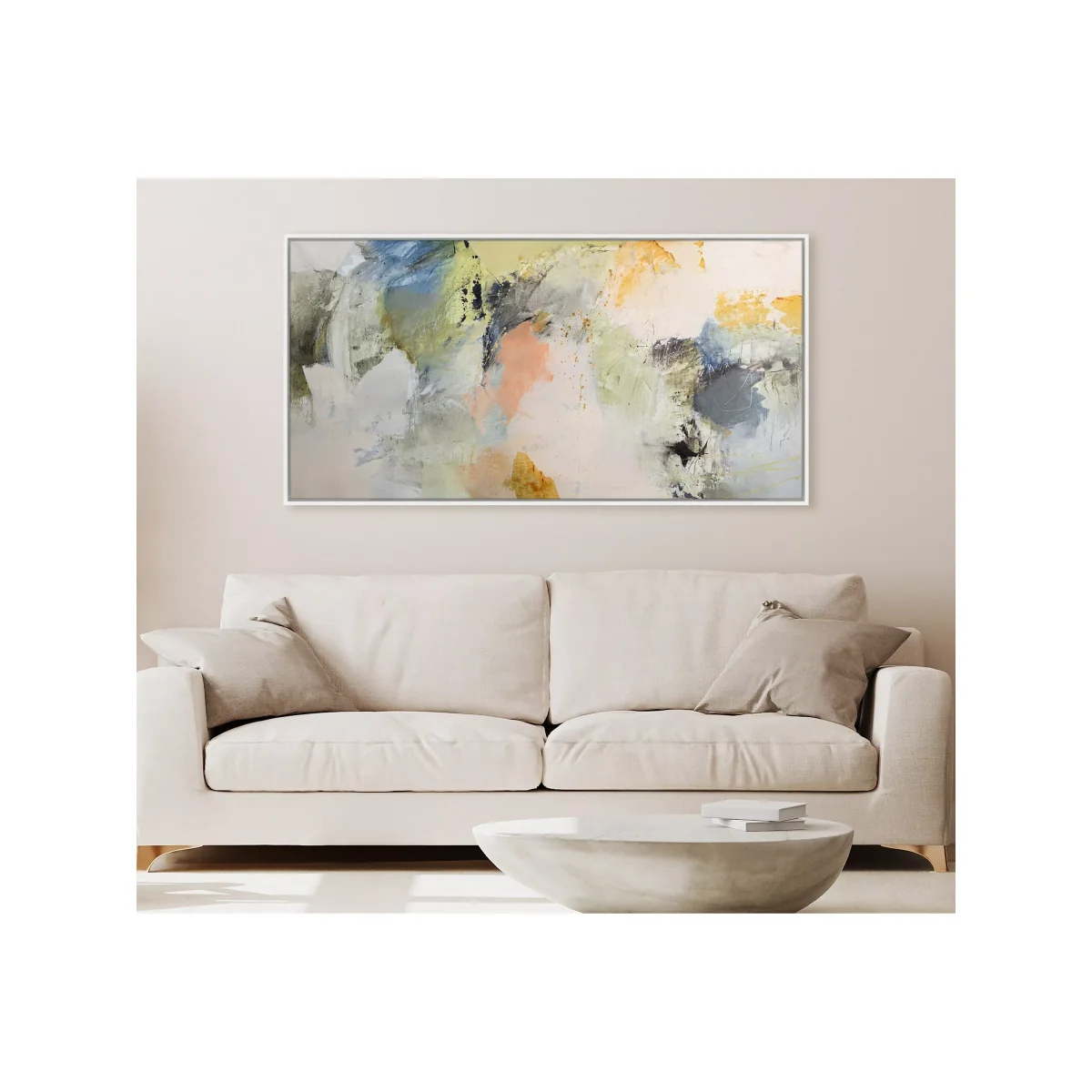 Natasha Barnes - 'Formation' Abstract Framed Canvas Print, 84 x 84cm, White/Multi – image 2