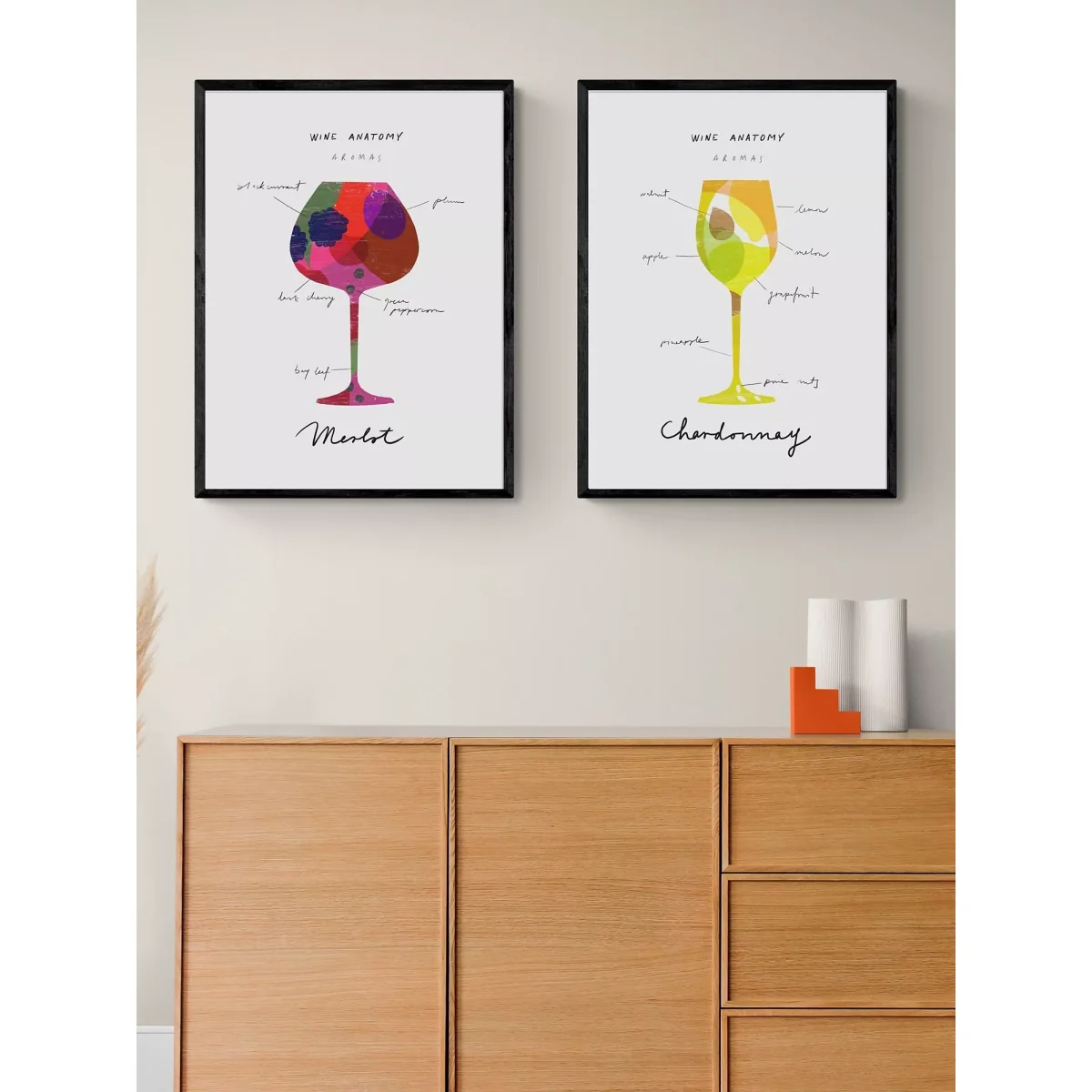 EAST END PRINTS Anek 'Merlot & Chardonnay' Wine Framed Print, Set of 2 – image 2