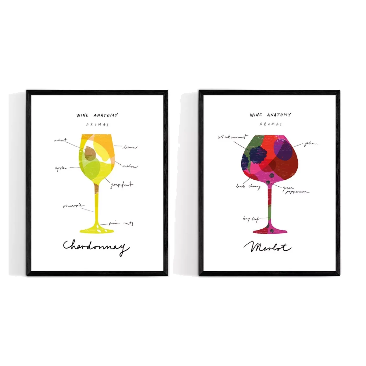 EAST END PRINTS Anek 'Merlot & Chardonnay' Wine Framed Print, Set of 2 – image 1