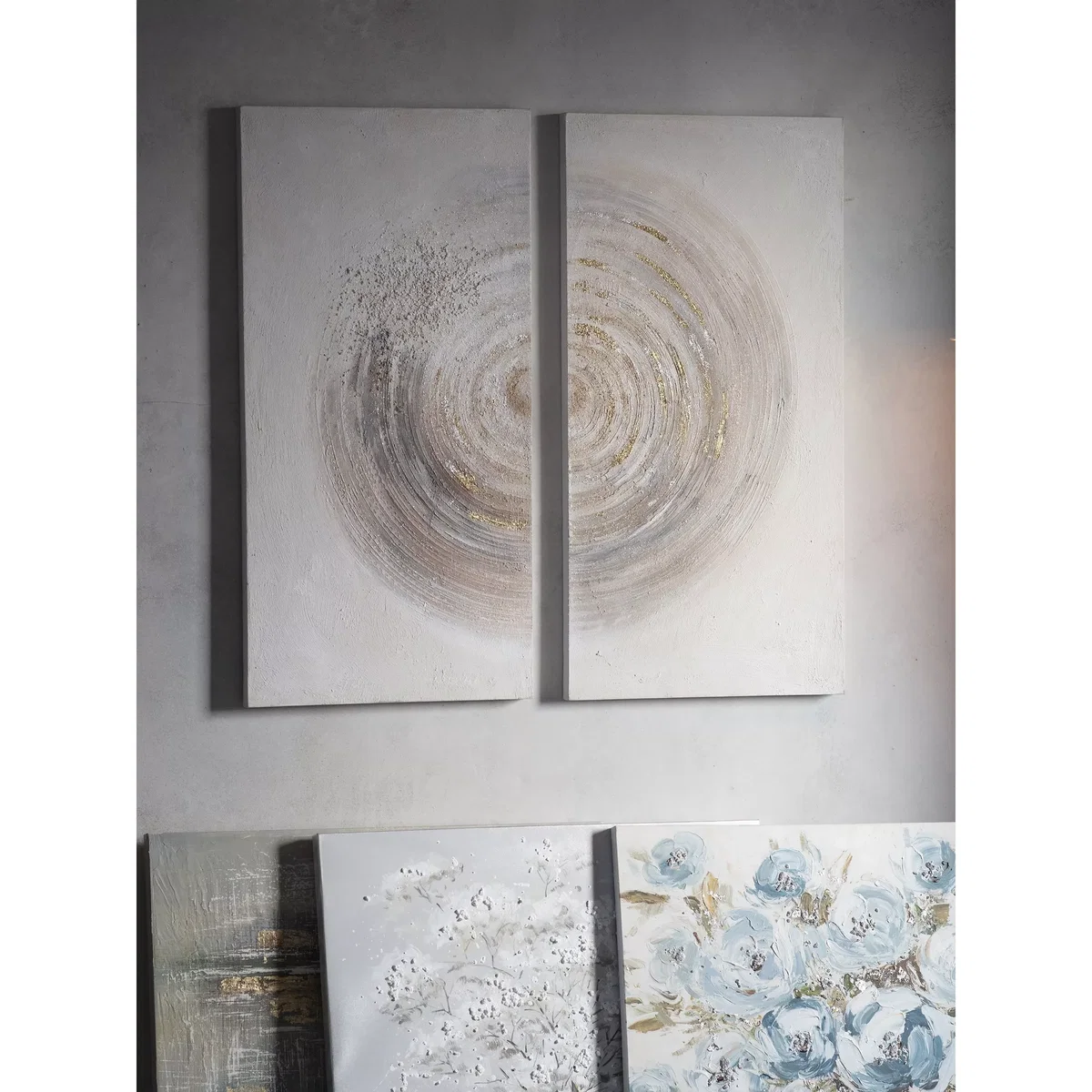 Amber Spiral - Diptych Canvas Print, 100 x 100cm, Metallic – image 2