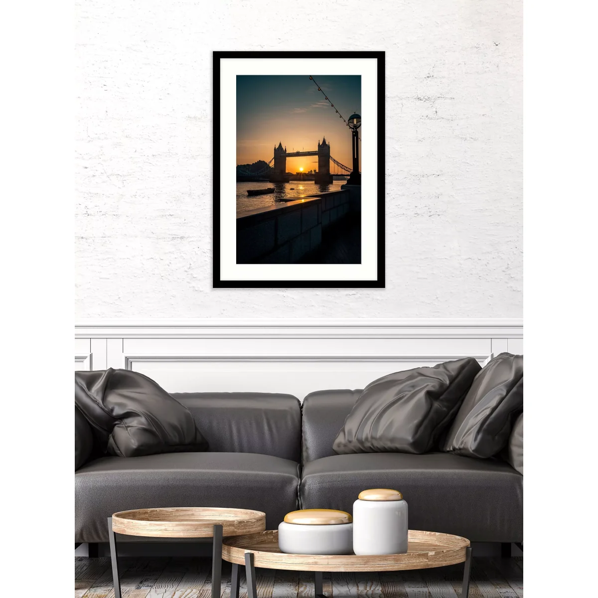 Zoe Austin - 'Tower Bridge Sunset' London Framed Print & Mount, 73.5 x 53.5cm, Yellow – image 3