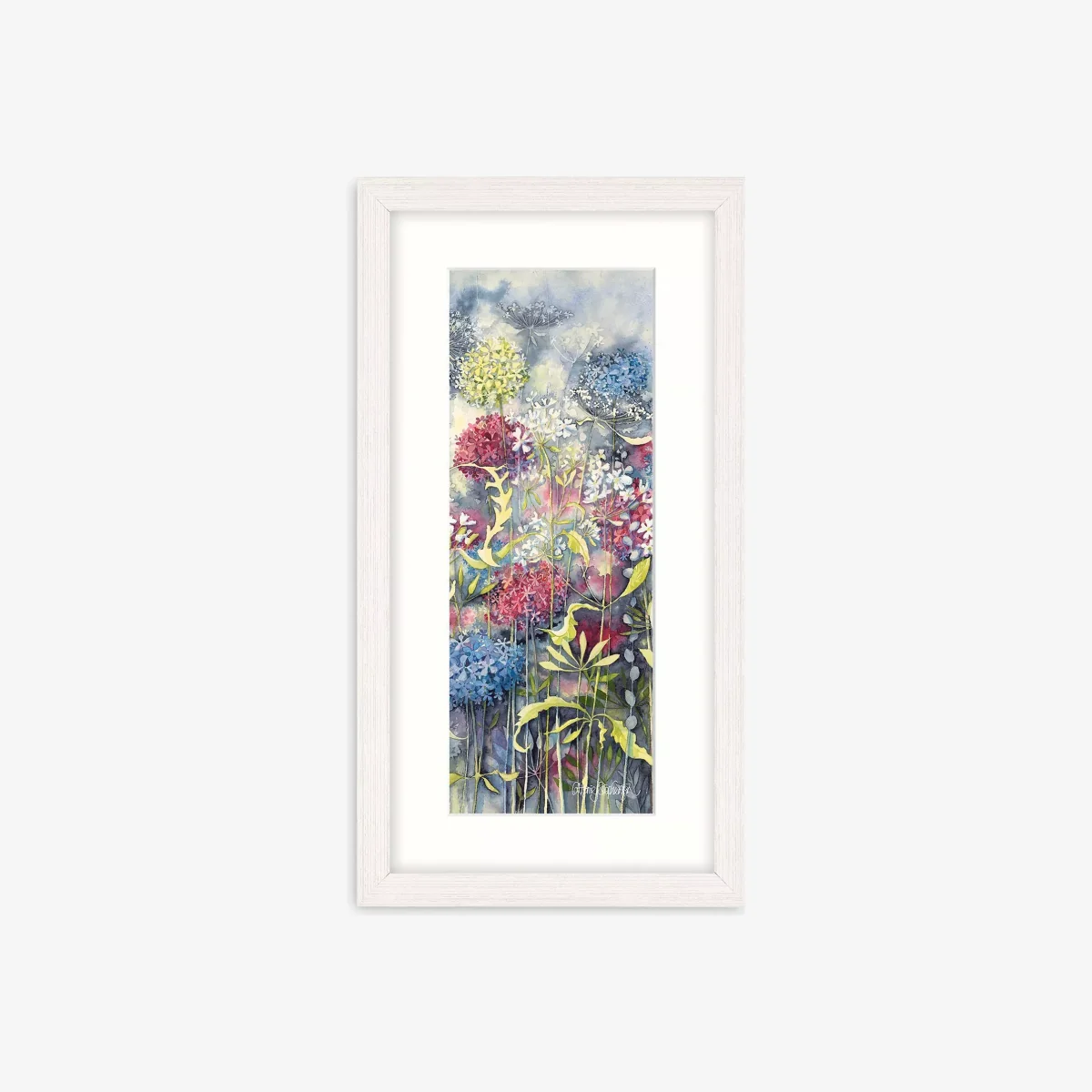 Catherine Stephenson - Floral 2 Framed Print & Mount, 43.5 x 23.5cm, Blue/Multi
