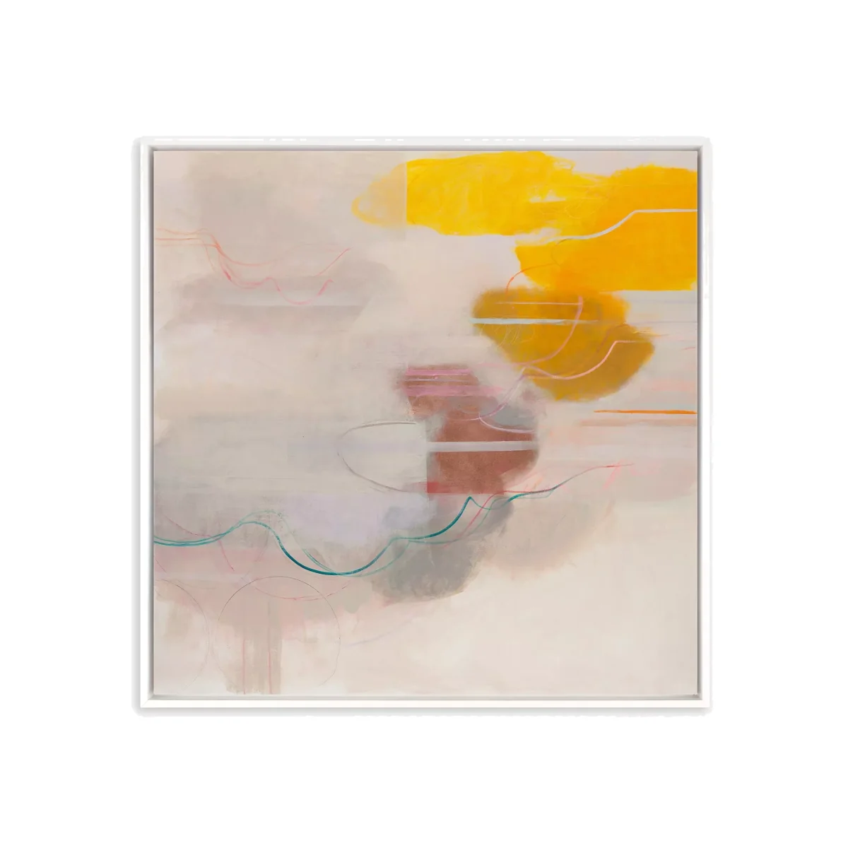 Ele Pack - 'The Honeybees Are Dancing' Framed Canvas, 74 x 74cm, Grey/Yellow – image 1