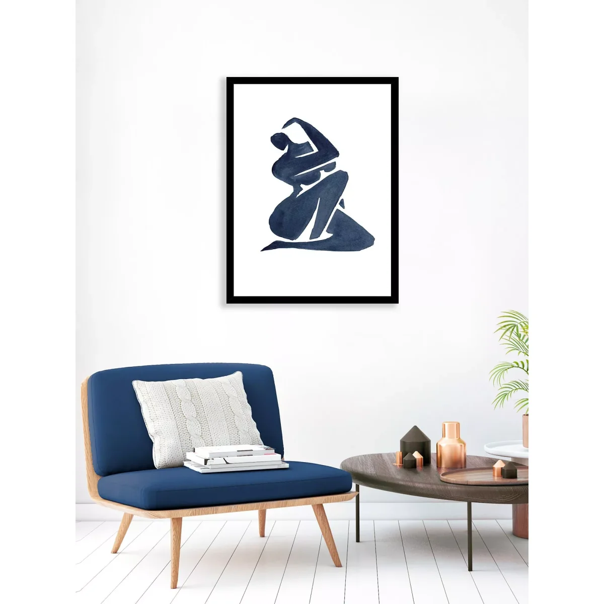 Mike Koubou - 'Temptation' Framed Print, 83.5 x 63.5cm, Blue – image 2