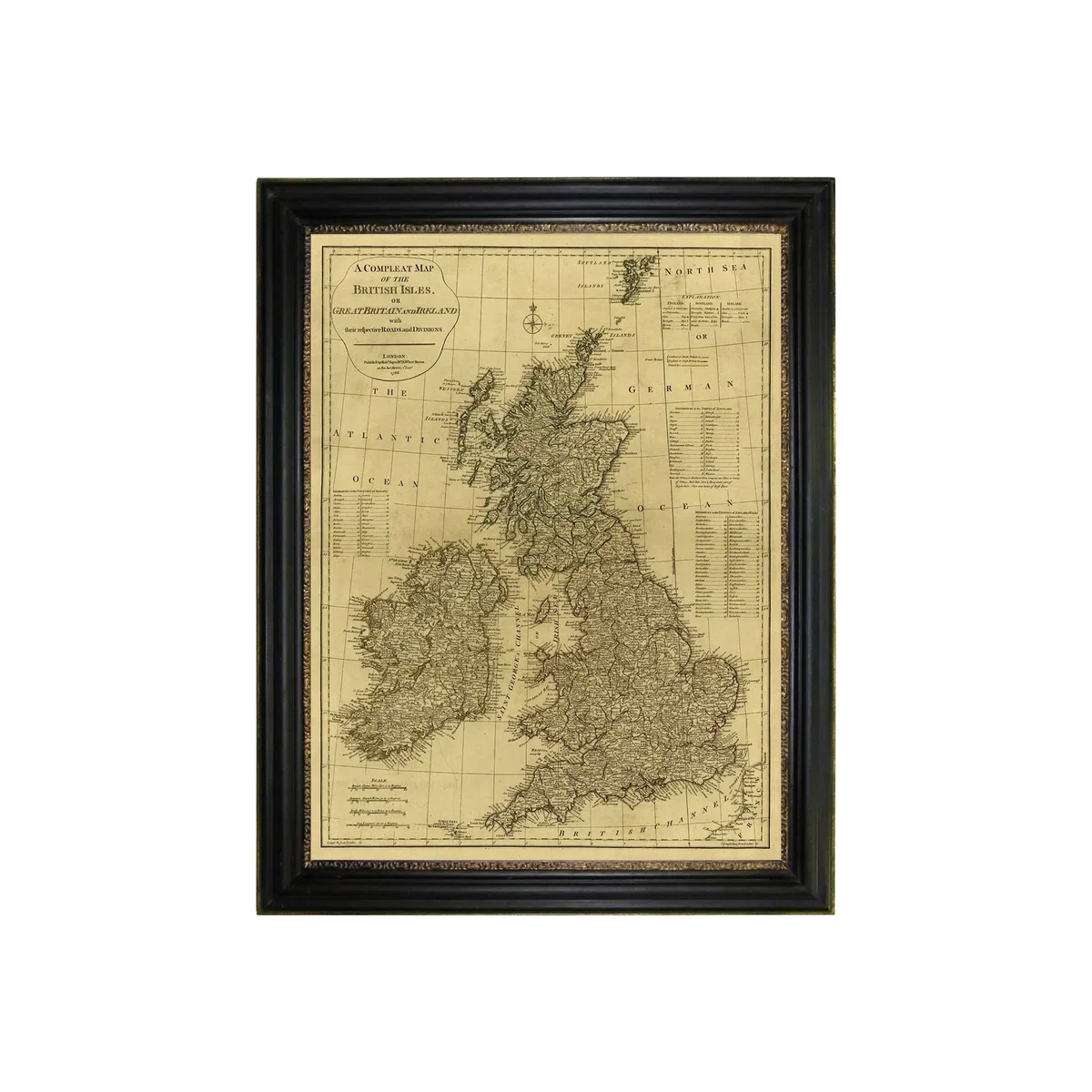 Vintage Maps Collection - British Isles Framed Print, 117 x 91cm