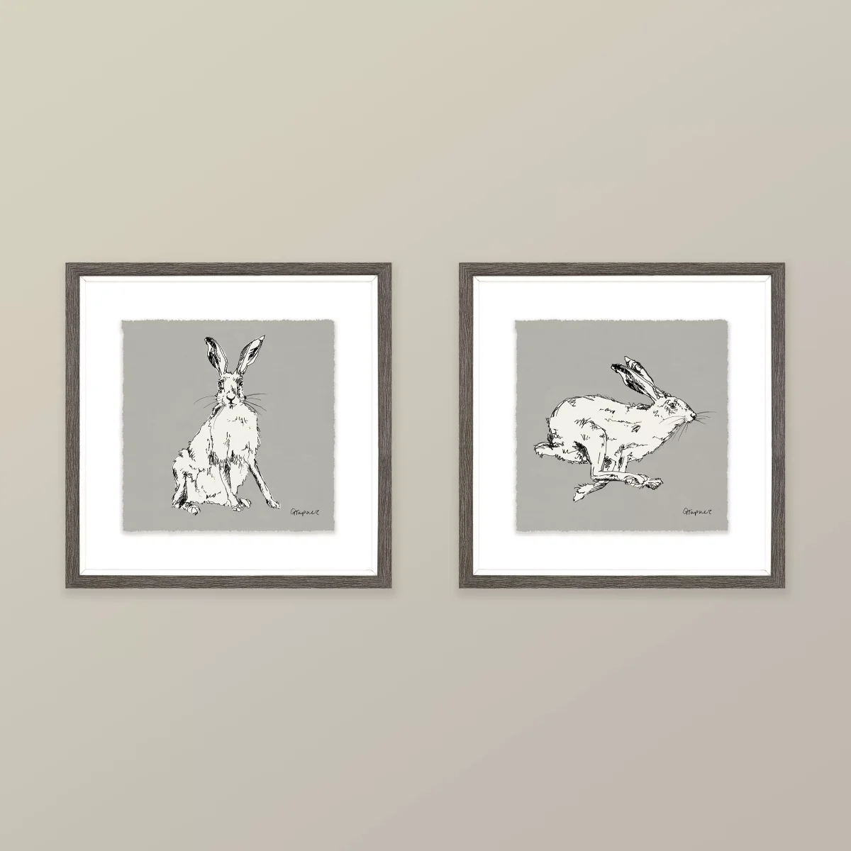 Gracie Tapner - Sitting Hare Framed Print & Mount, 23.5 x 23.5cm – image 2