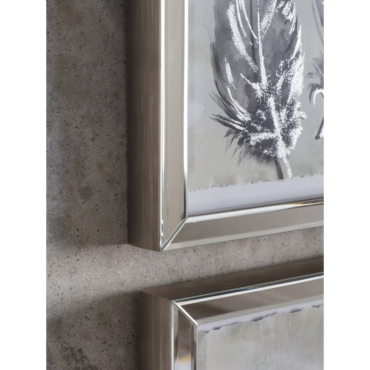 Painted Plumes - Framed Prints, Set of 2, 44 x 44cm, Grey/Silver – image 3