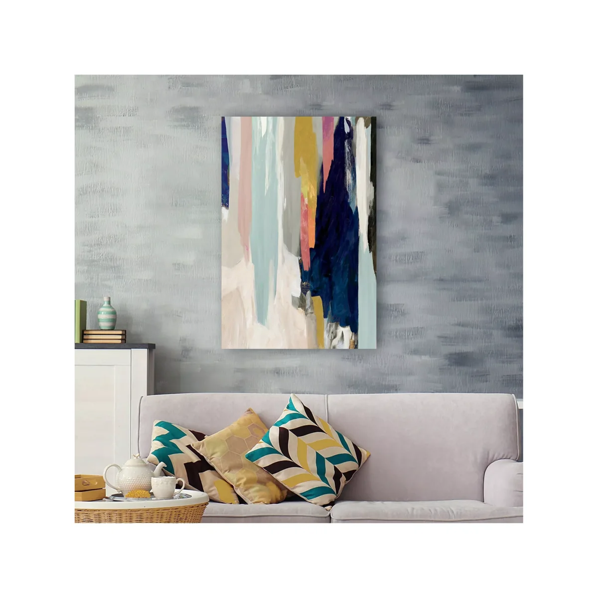 PI Studio - 'Sombre' Abstract Canvas Print, 90 x 60cm, Blue/Multi – image 2