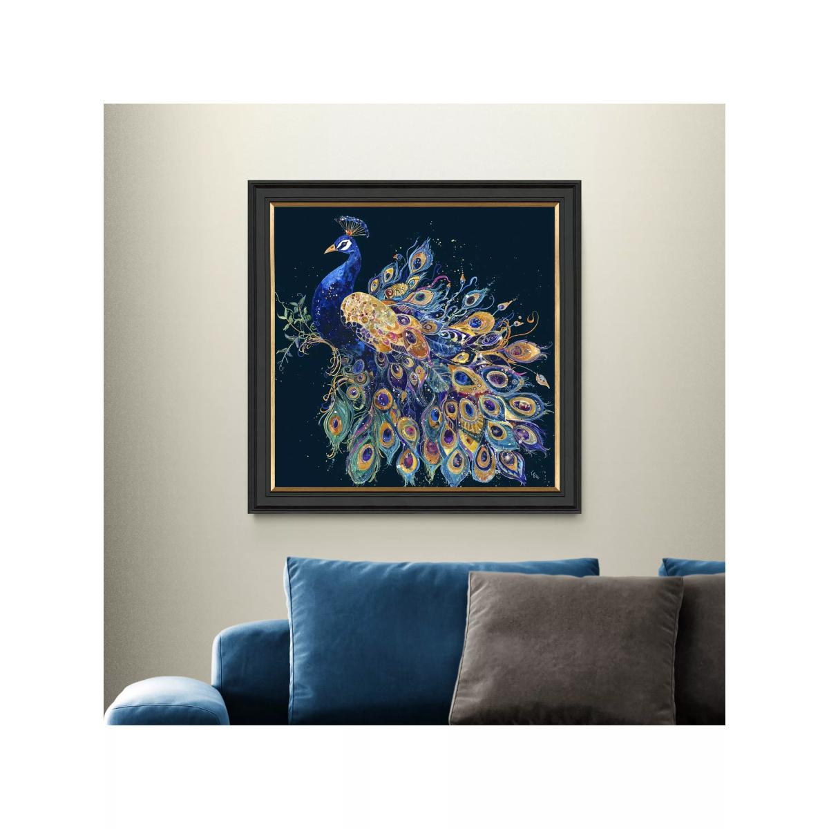 John Lewis Louise Luton 'Opulent' Peacock Framed Print, 79 x 79cm, Blue/Gold – image 2