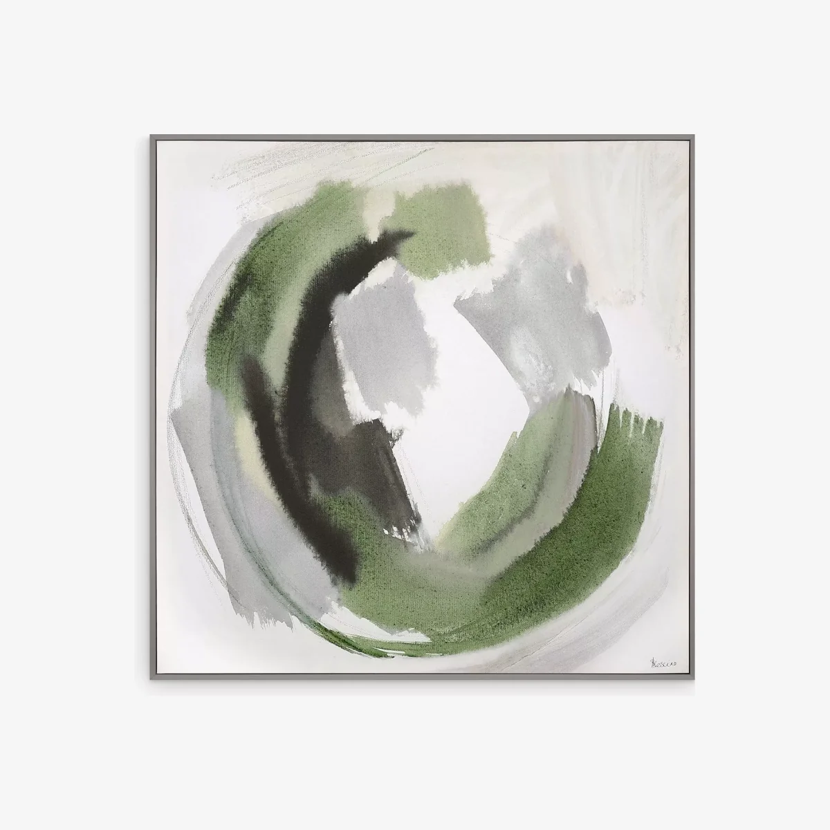 Sabrina Roscino - 'Unwind' Framed Canvas Print, 91 x 91cm, Green