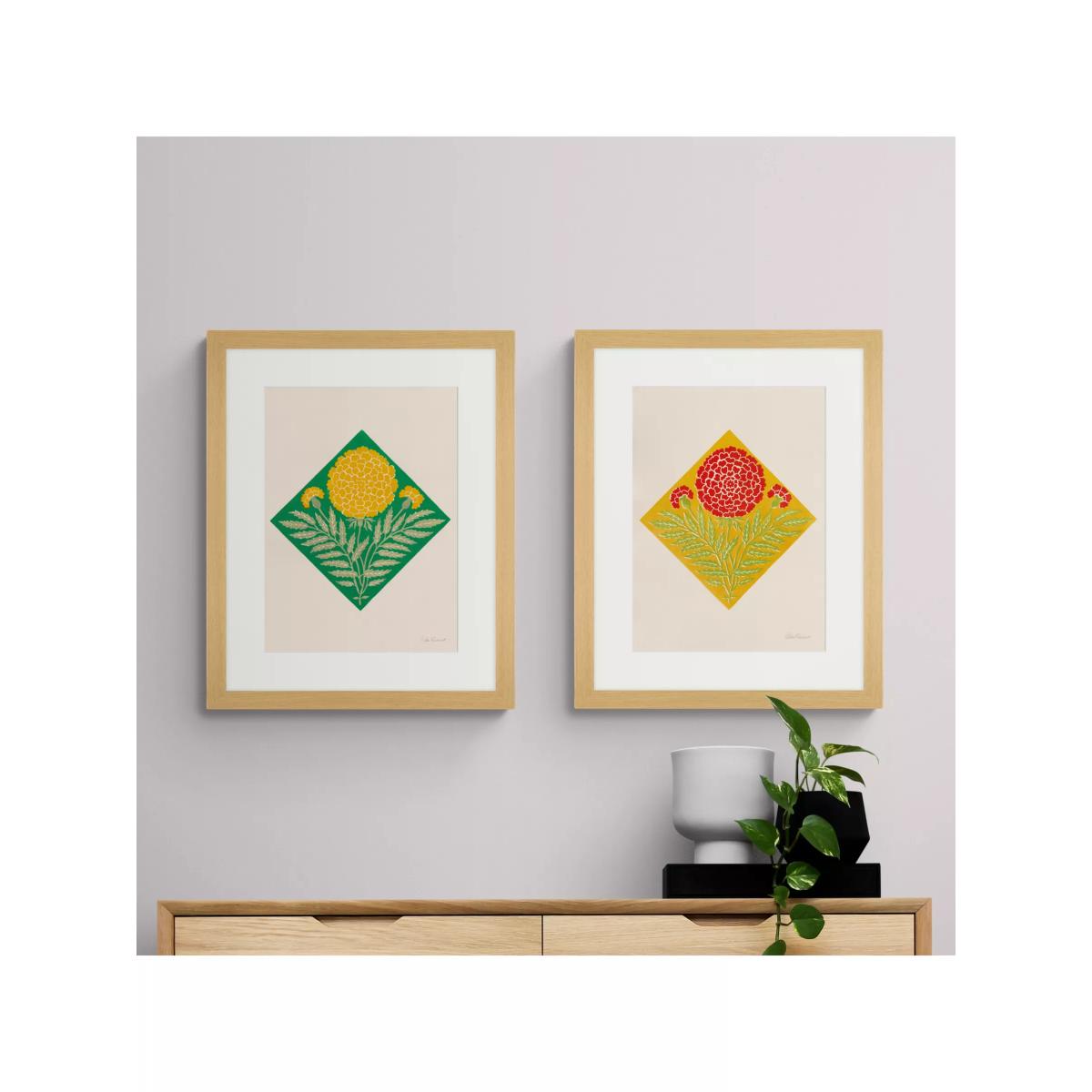 Ellen Merchant - 'Marigold' Framed Print & Mount, 53.5 x 43.5cm, Green/Multi – image 4