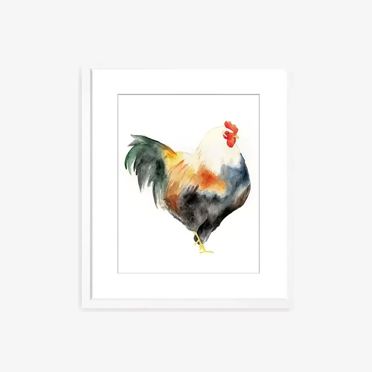 Abigail Banks - Chicken II Framed Print & Mount, 58 x 49cm, Blue/Multi