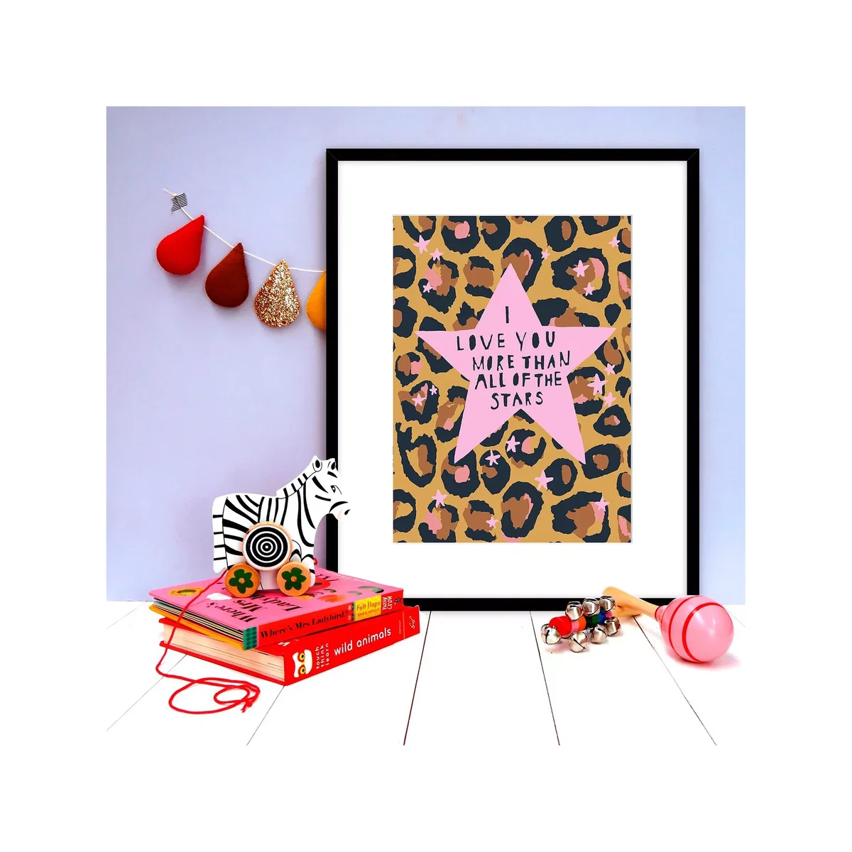 Eleanor Bowmer 'I Love You' Leopard Print Framed Print & Mount, 42 x 32cm, Pink/Multi – image 2