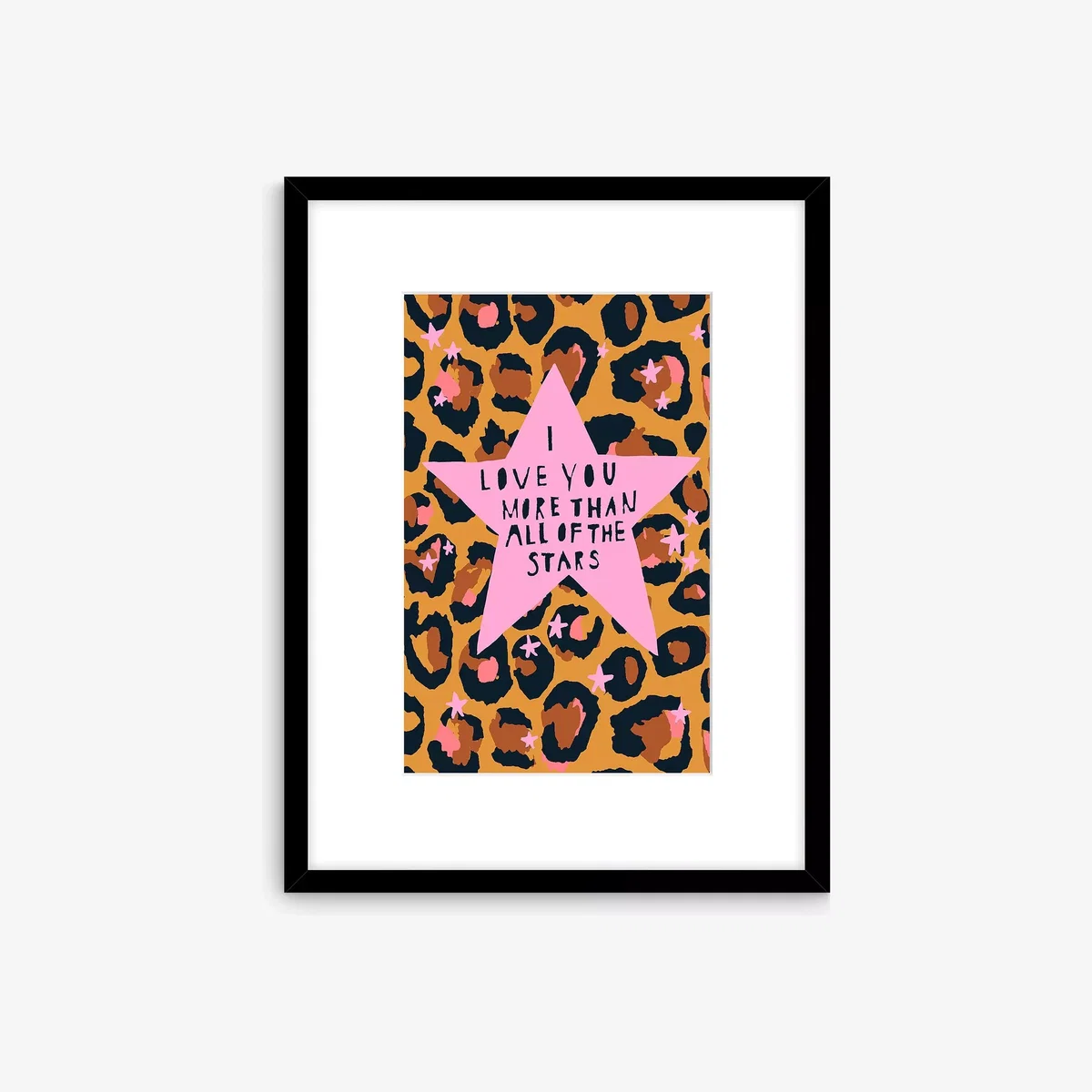 Eleanor Bowmer 'I Love You' Leopard Print Framed Print & Mount, 42 x 32cm, Pink/Multi – image 1