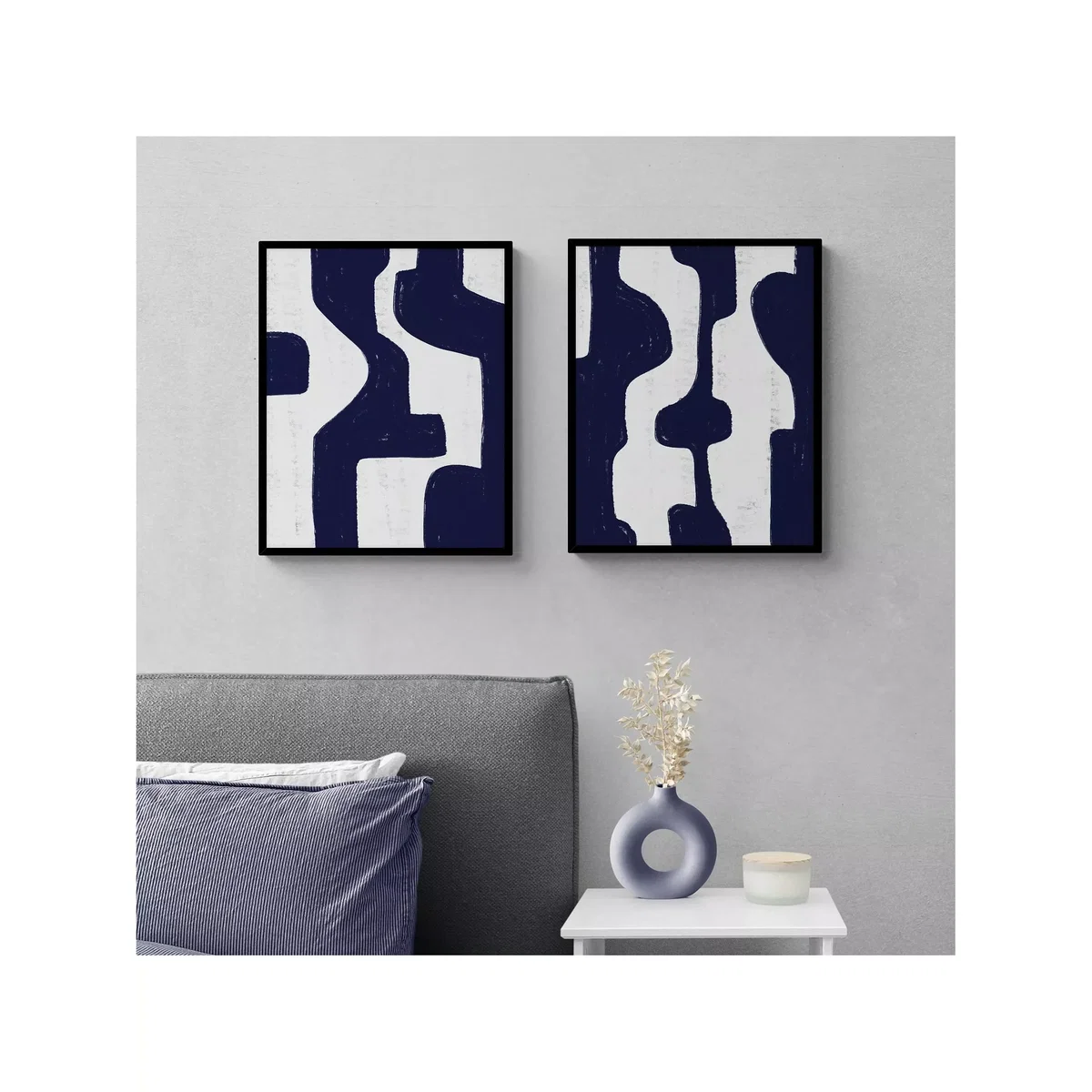 Print Punk Studio - 'Modern Minimal' Framed Print, Set of 2, 52 x 42cm, Blue – image 2