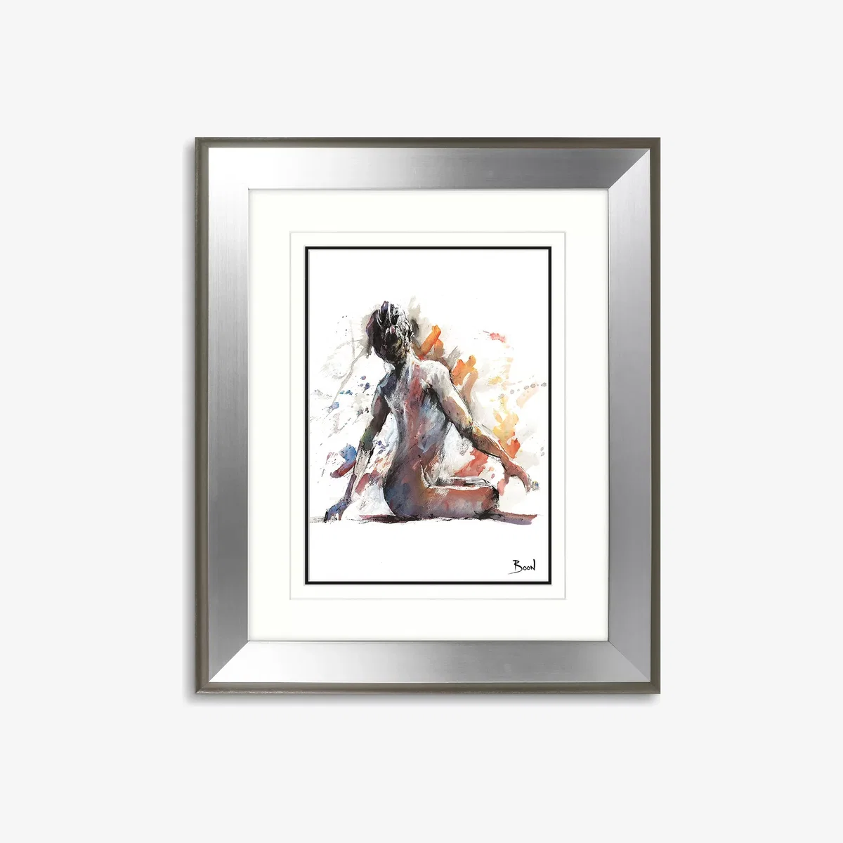 Joanne Boon Thomas - Sitting Nude Framed Print & Mount, 60.5 x 50.5cm, Multi