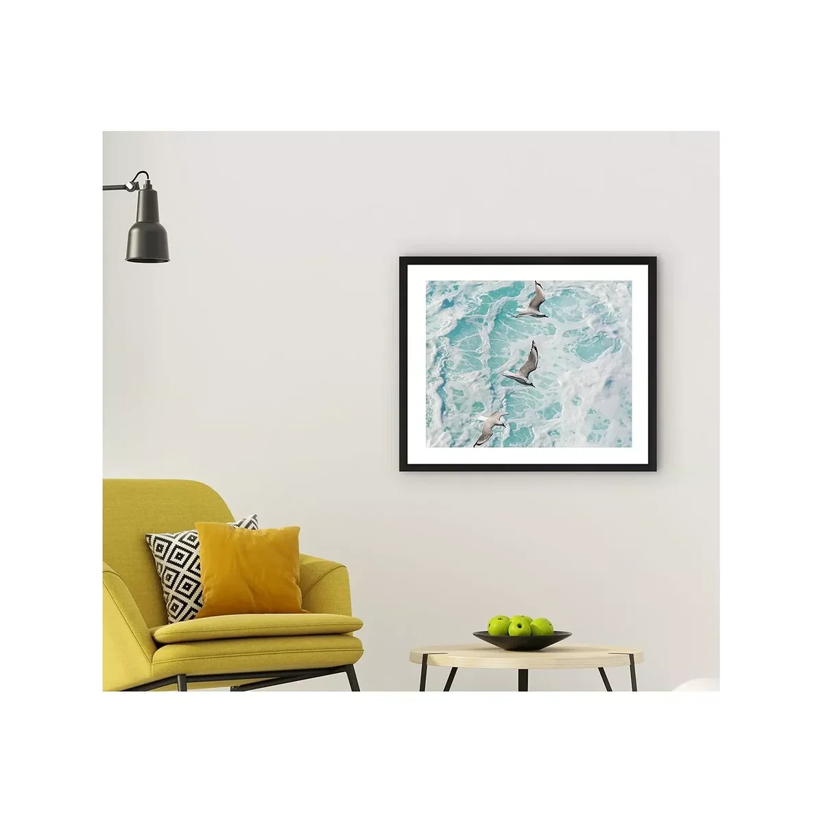 Gannets 1 - Framed Print & Mount, 56 x 66cm, Blue – image 4
