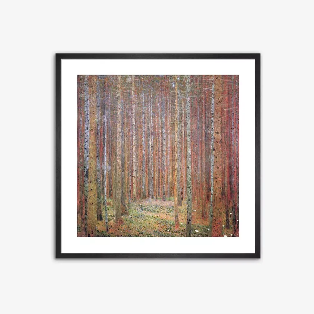 Gustav Klimt - 'Tannenwald I' Wood Framed Print & Mount, Orange