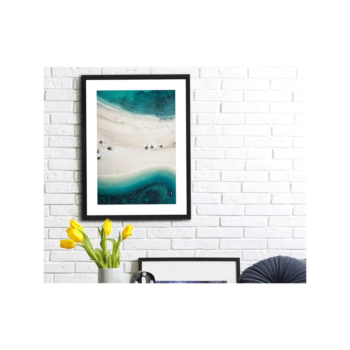 Tropical Sandbar - Framed Print & Mount, 51 x 66cm, Blue – image 4