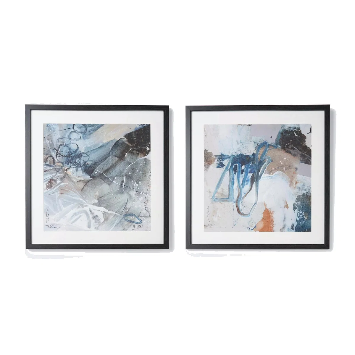John Lewis Natasha Barnes 'Transition' Abstract Framed Print & Mount, Set of 2, 61.5 x 61.5cm, Blue – image 1